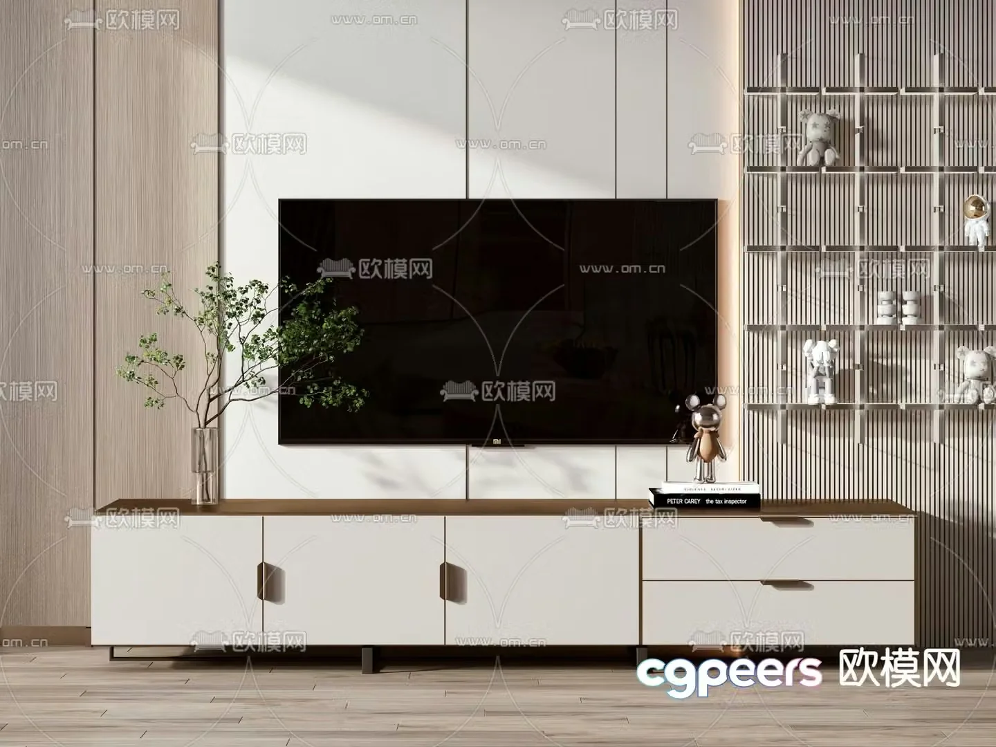 Light luxury TV cabinet 3D model