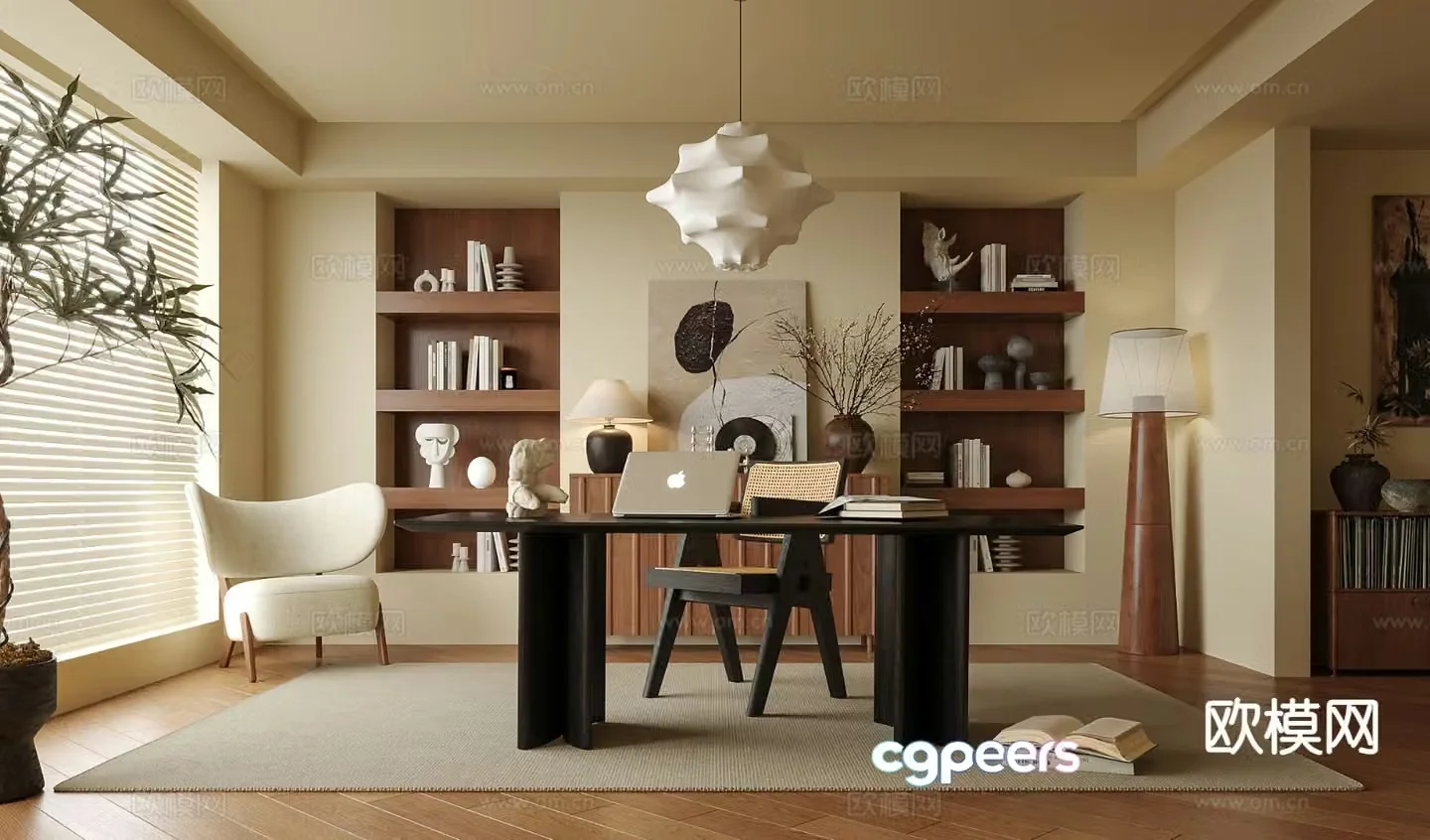Modern study room 3d model
