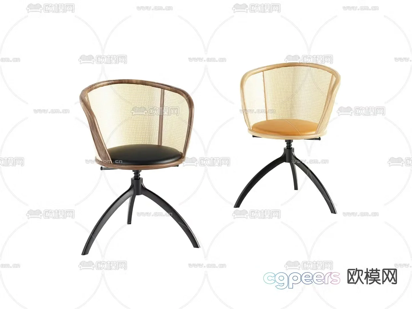 Rattan chair office chair negotiation chair 3d model
