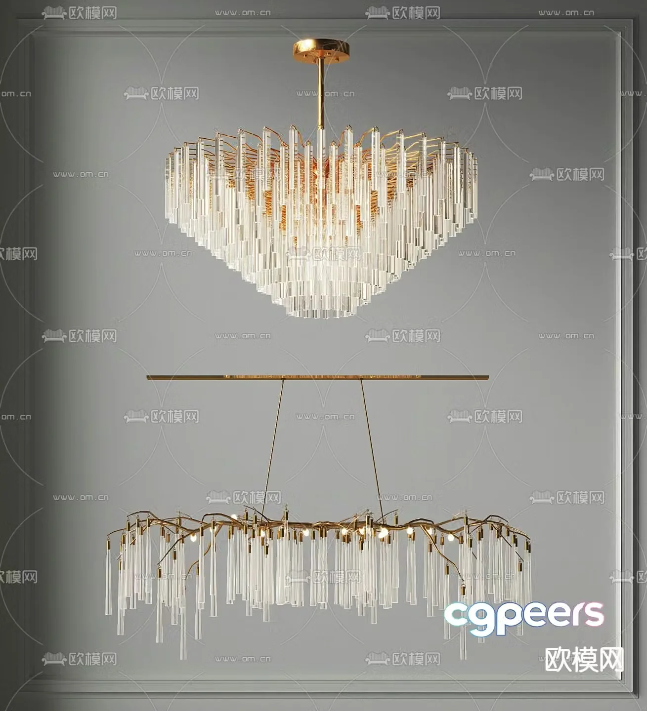 Light luxury chandeliers ring chandeliers 3D model