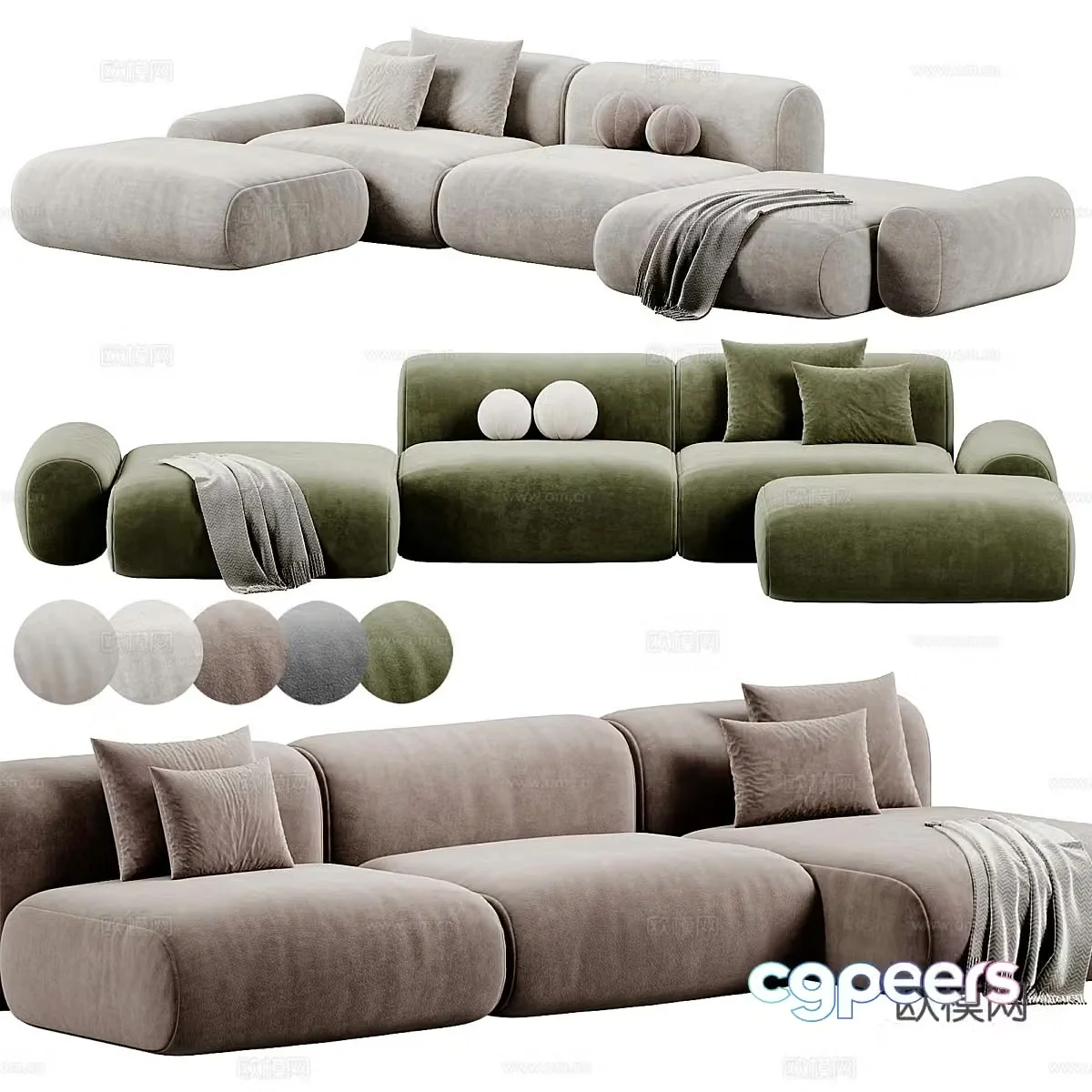 Modern sofa combination multi-person sofa 3d model