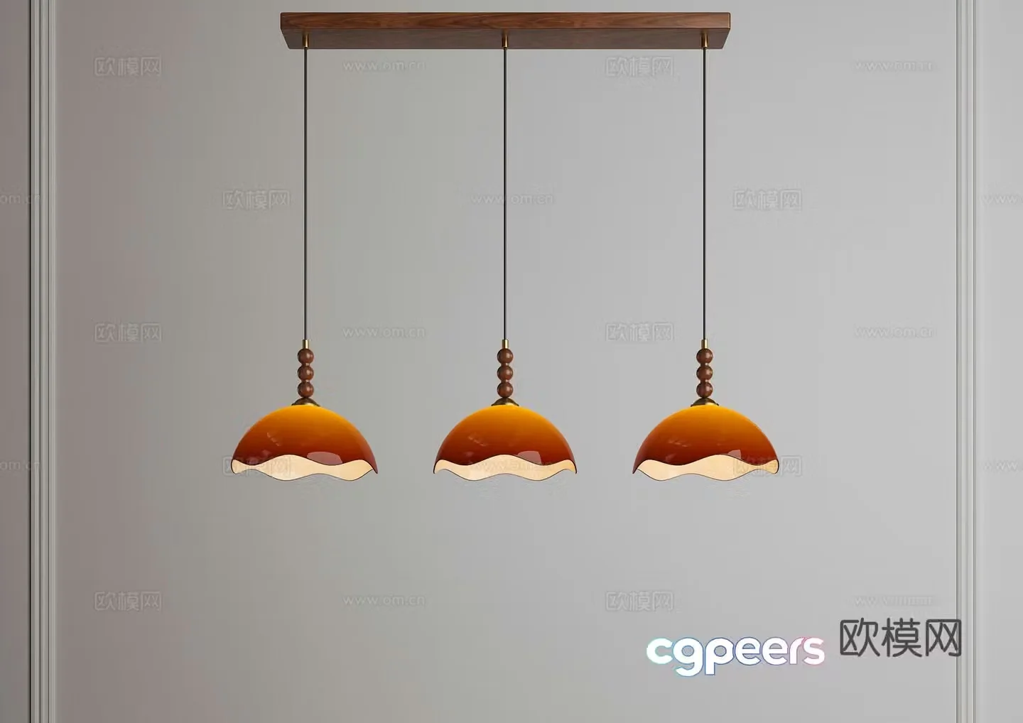 Middle chandeliers creamy chandeliers three-head chandeliers multi-head chandeliers French chandeliers restaurant chandeliers 3D model