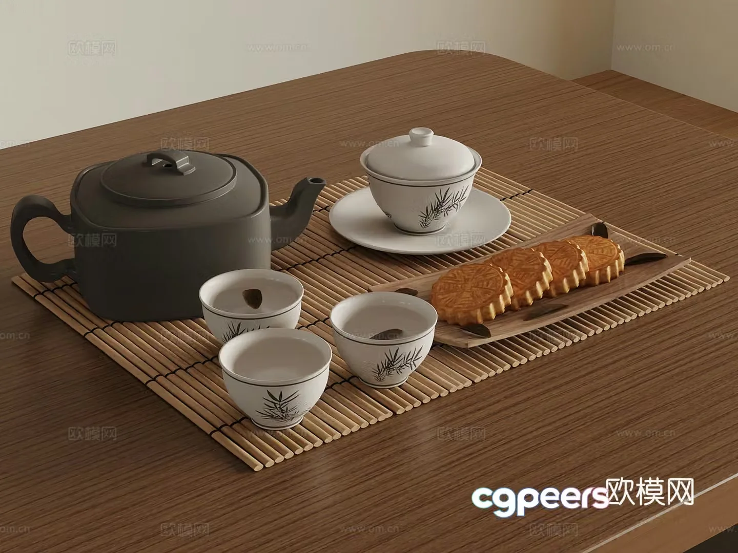 New Chinese style tea set teapot tea cup 3d model