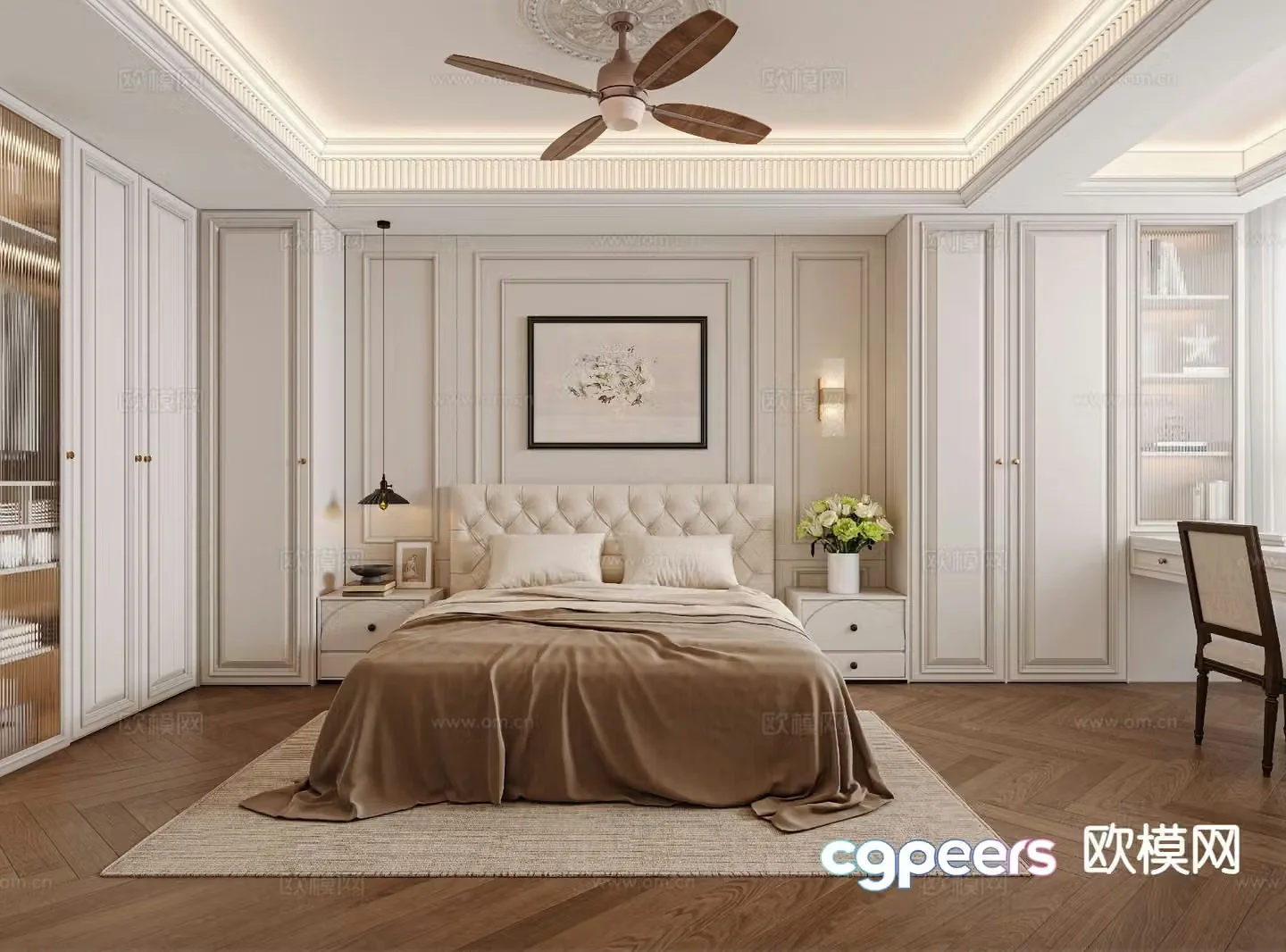 American style bedroom master bedroom 3d model