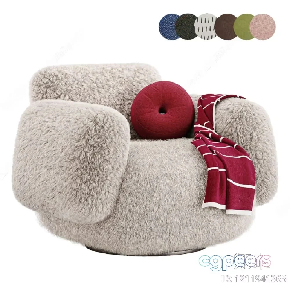 Cozy Plush Chair 3D Model – 6569 – VRAY Render