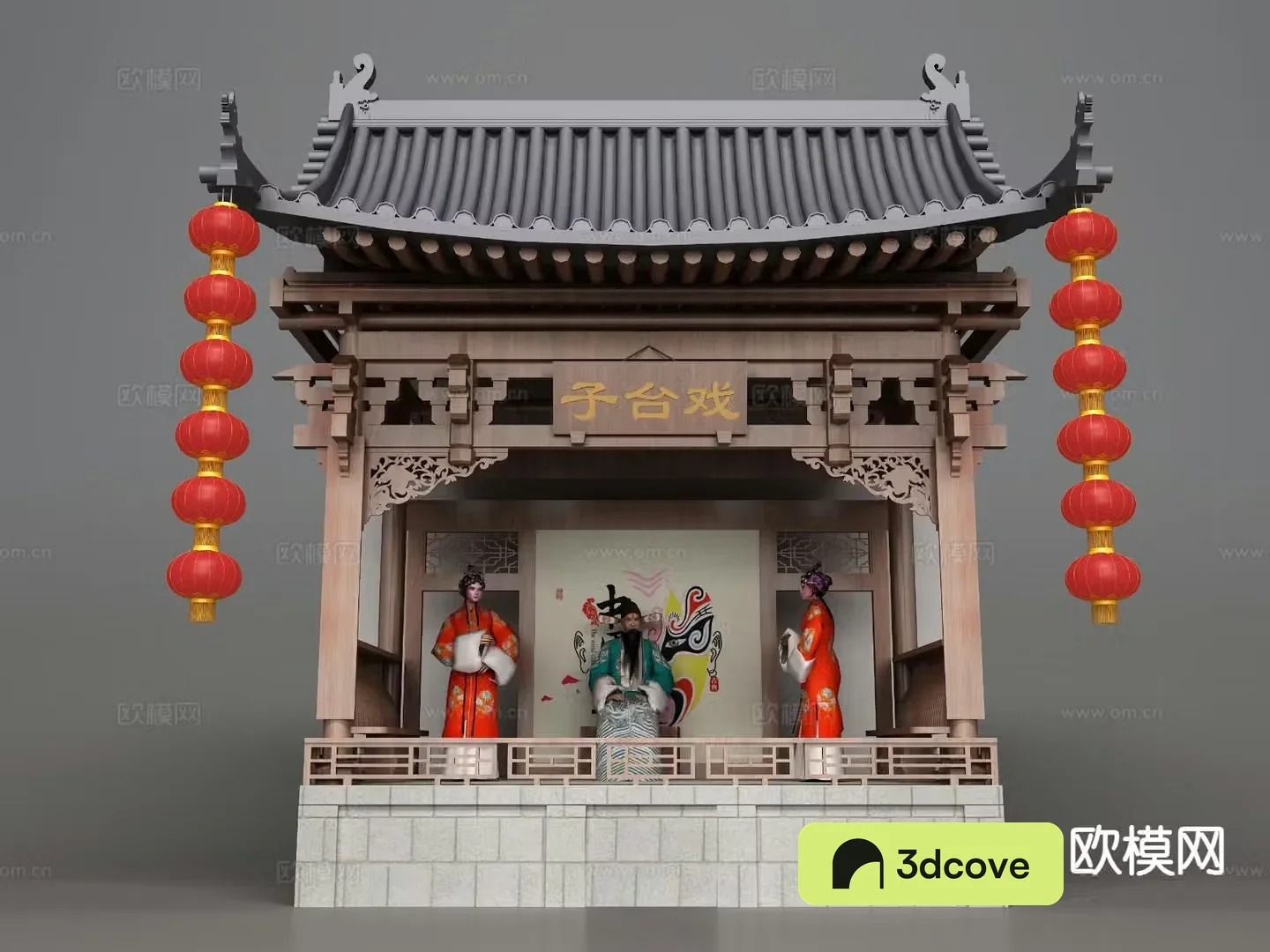 Theater stage Liyuan stage ancient building folk sketch
