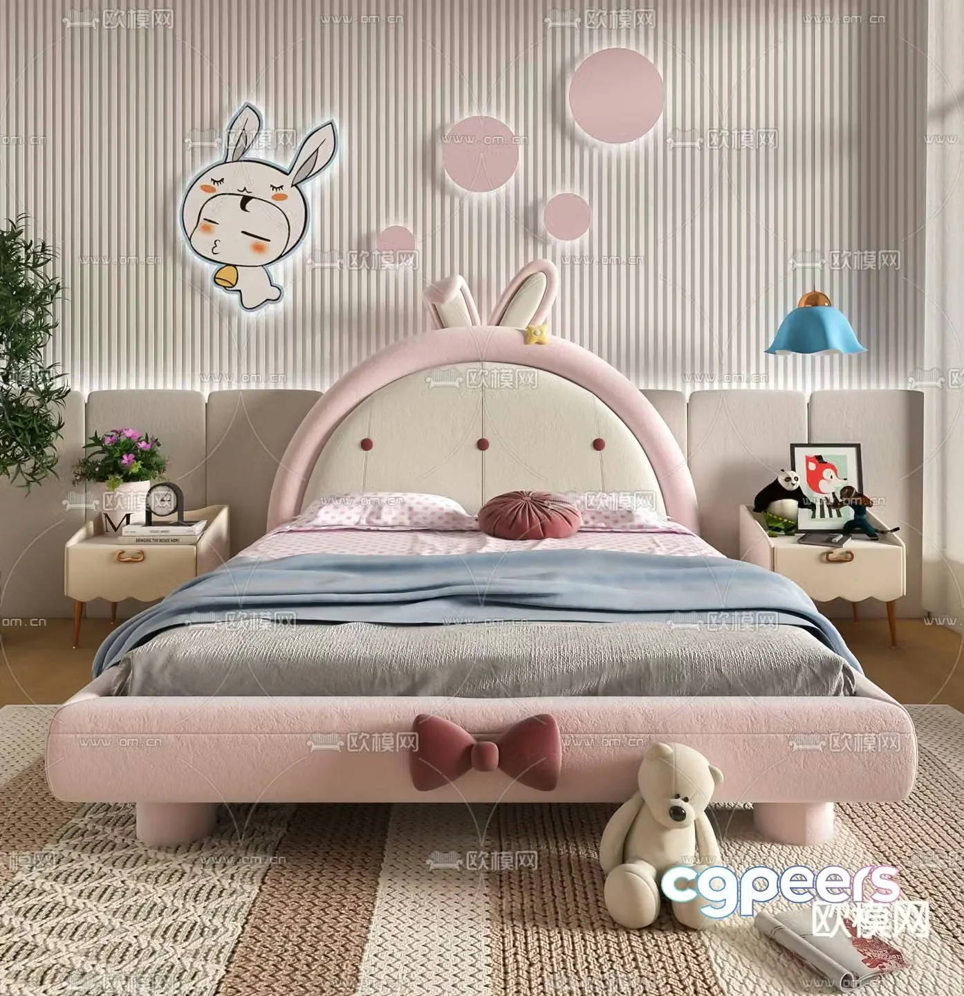 Modern girl child bed 3d model