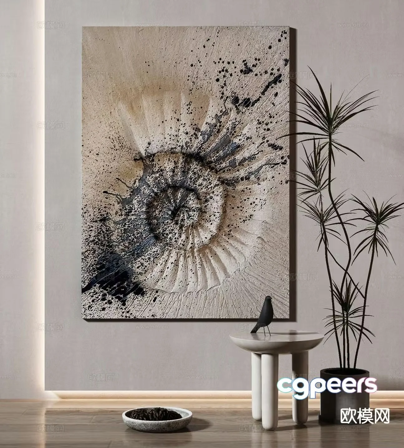 Modern decorative painting texture painting 3d model