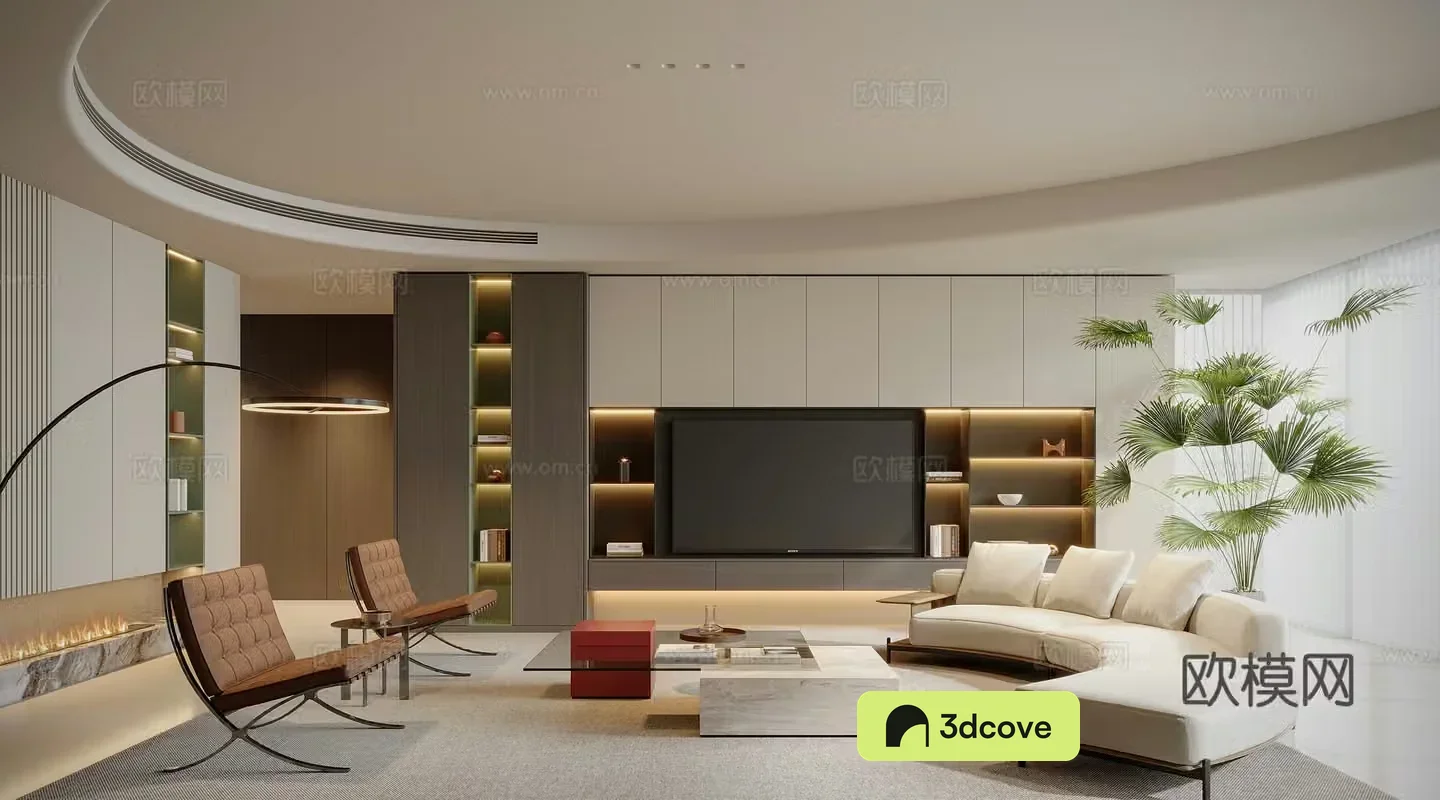 Modern large flat living room