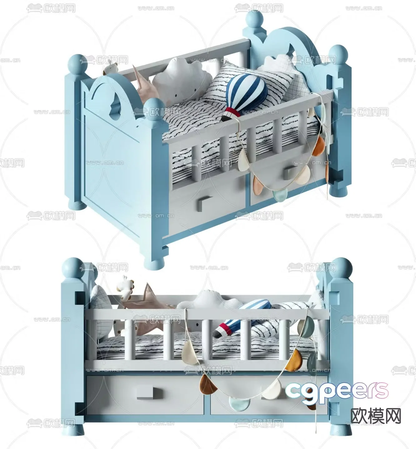 crib children’s bed toddler bed 3d model