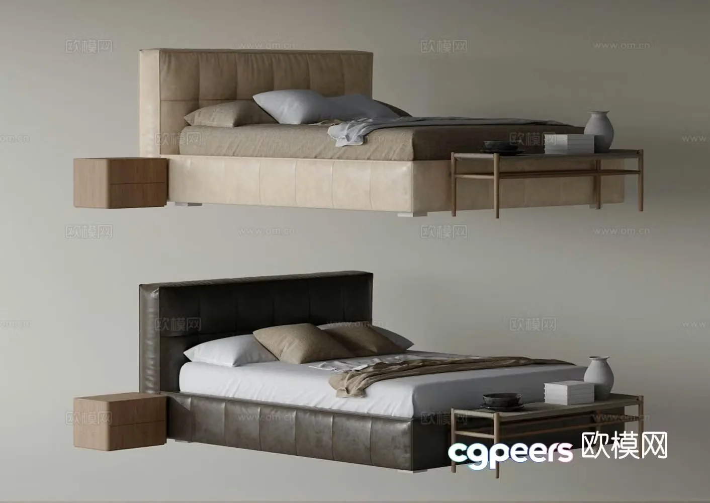 Nordic double bed 3d model