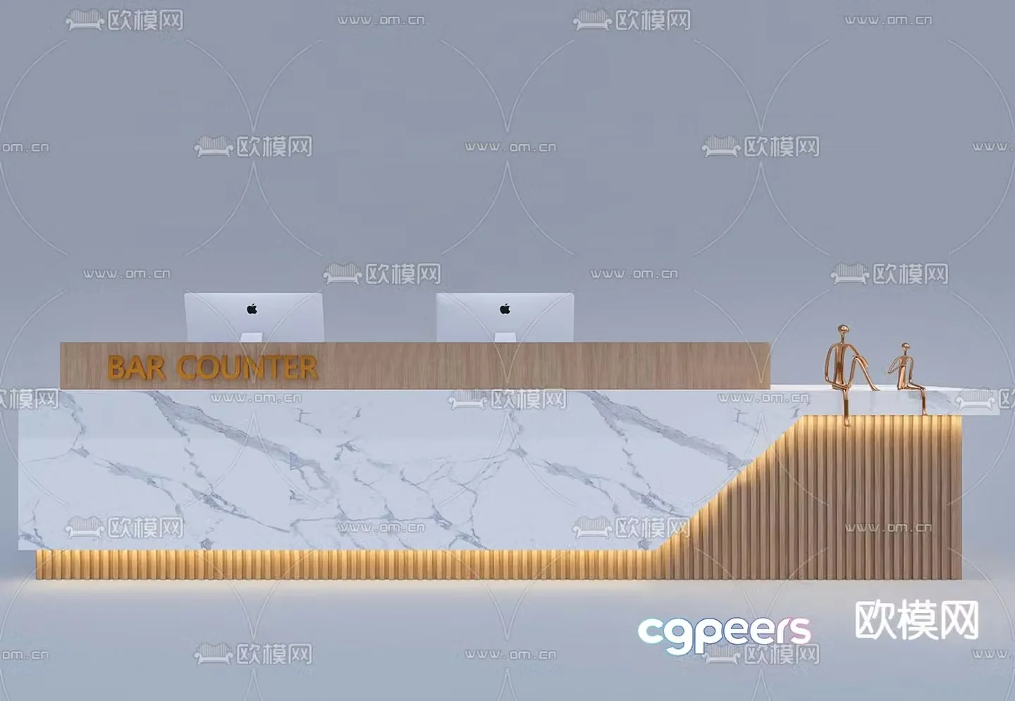 Modern reception desk front desk 3d model