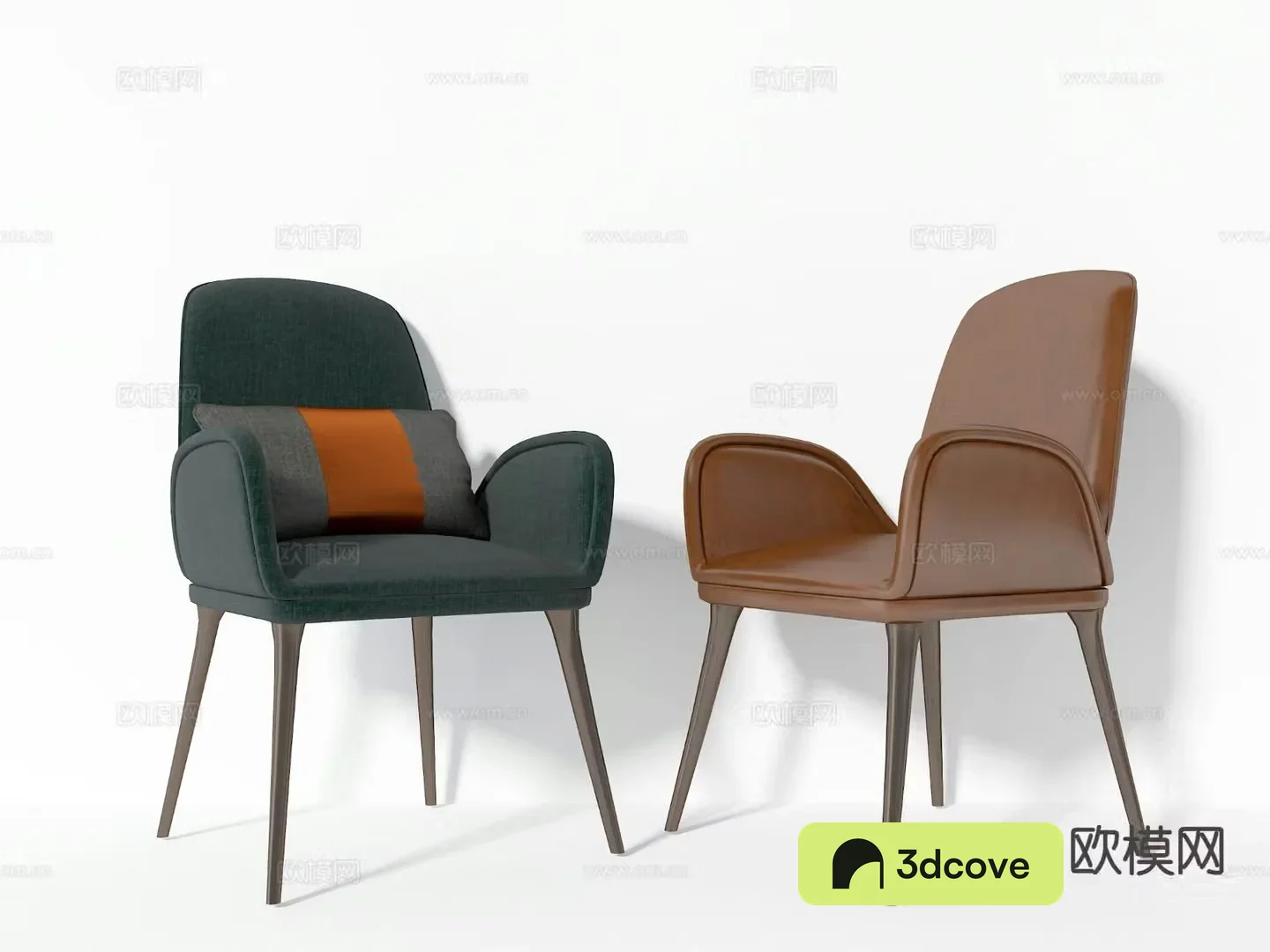 Nordic fabric chair leather chair dining chair