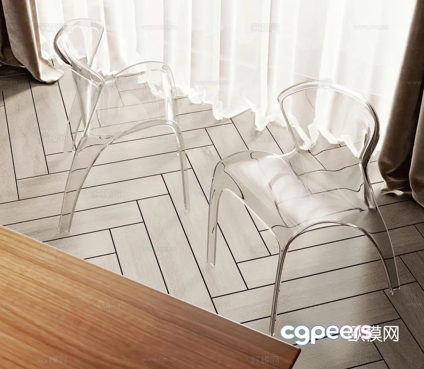 Modern acrylic chair transparent leisure chair 3d model
