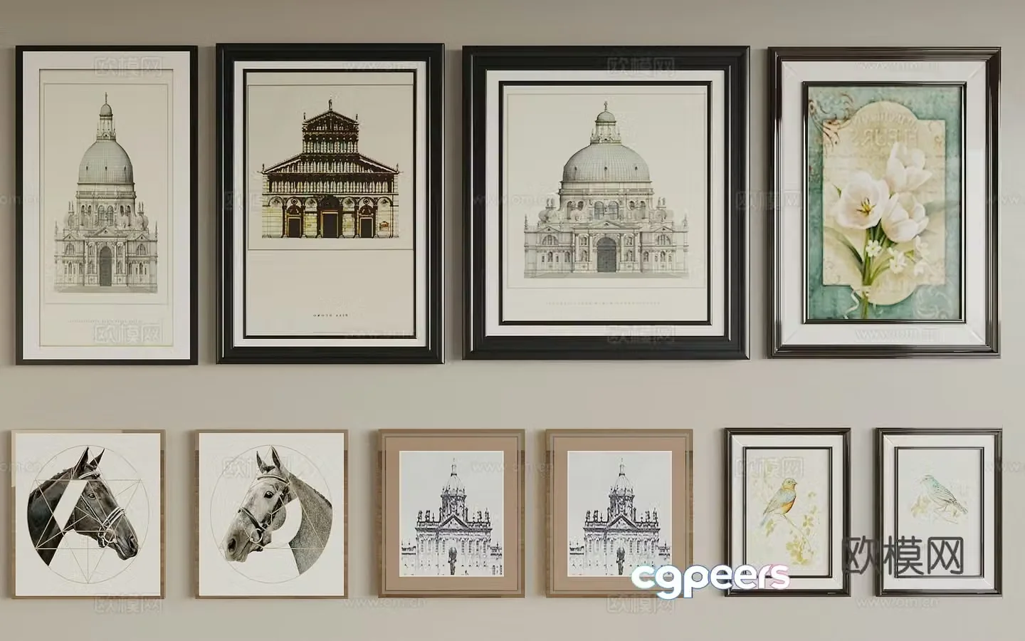 American architectural painting decorative painting 3d model