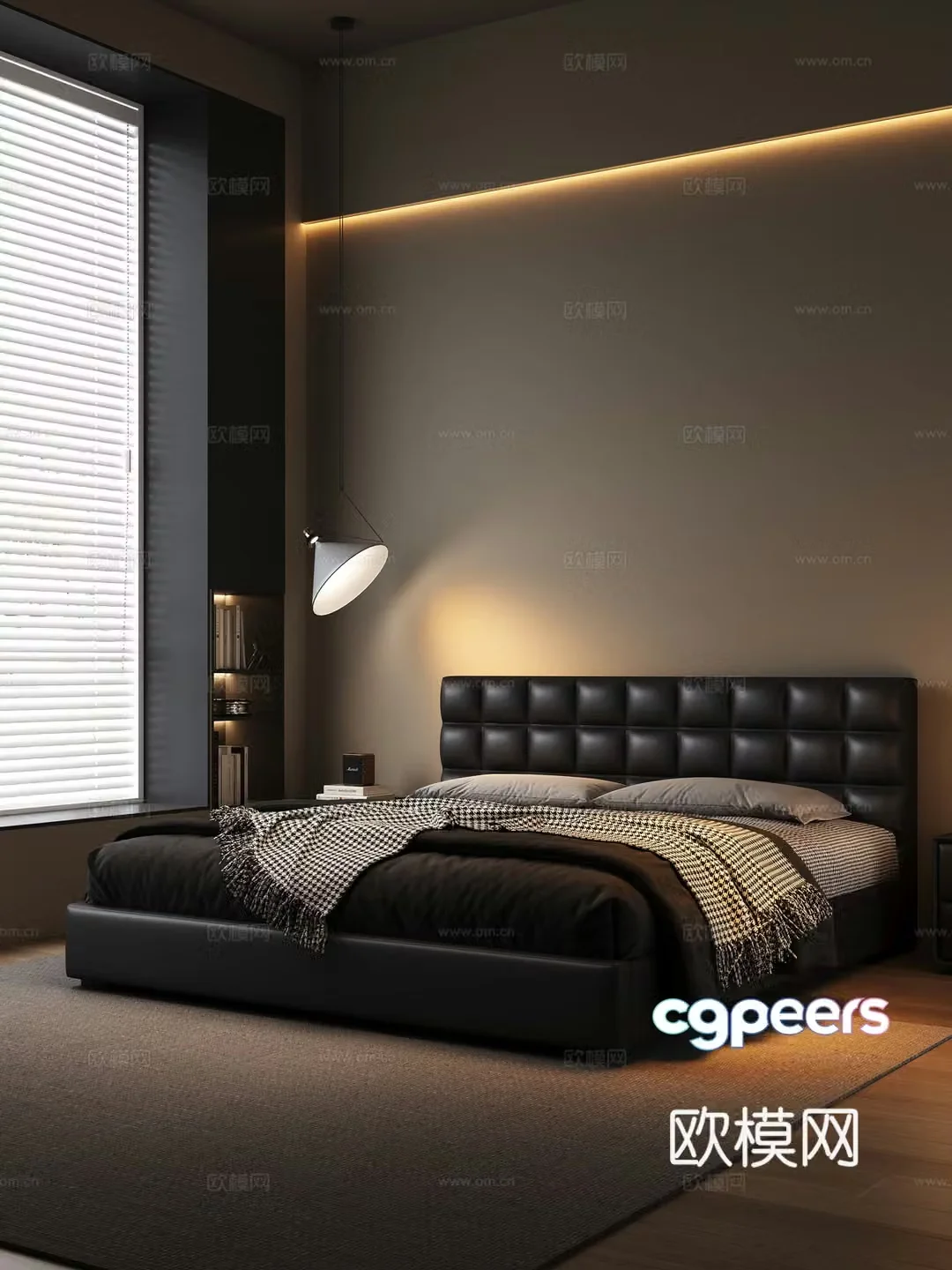 Italian minimalist bedroom double bed 3d model