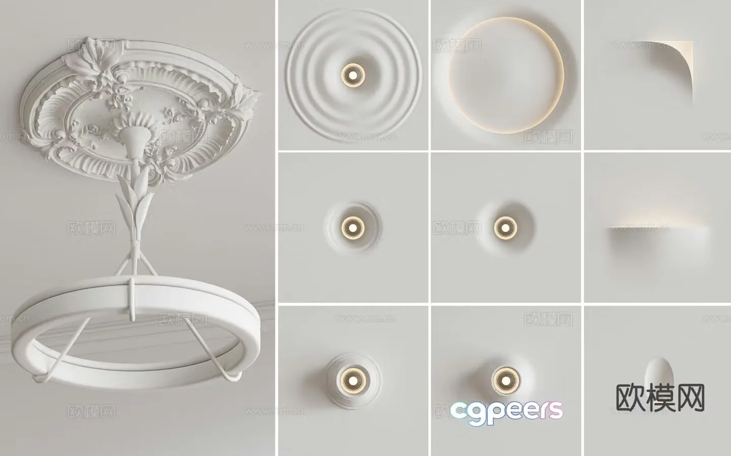 Cream style wall lamp plaster wall lamp 3d model
