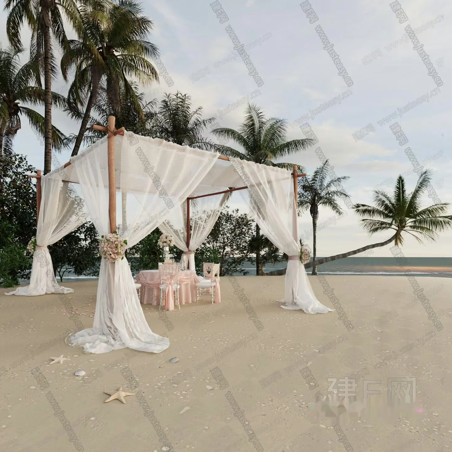 A Beach Wedding Canopy 3D Model – 10044 – VRAY Render