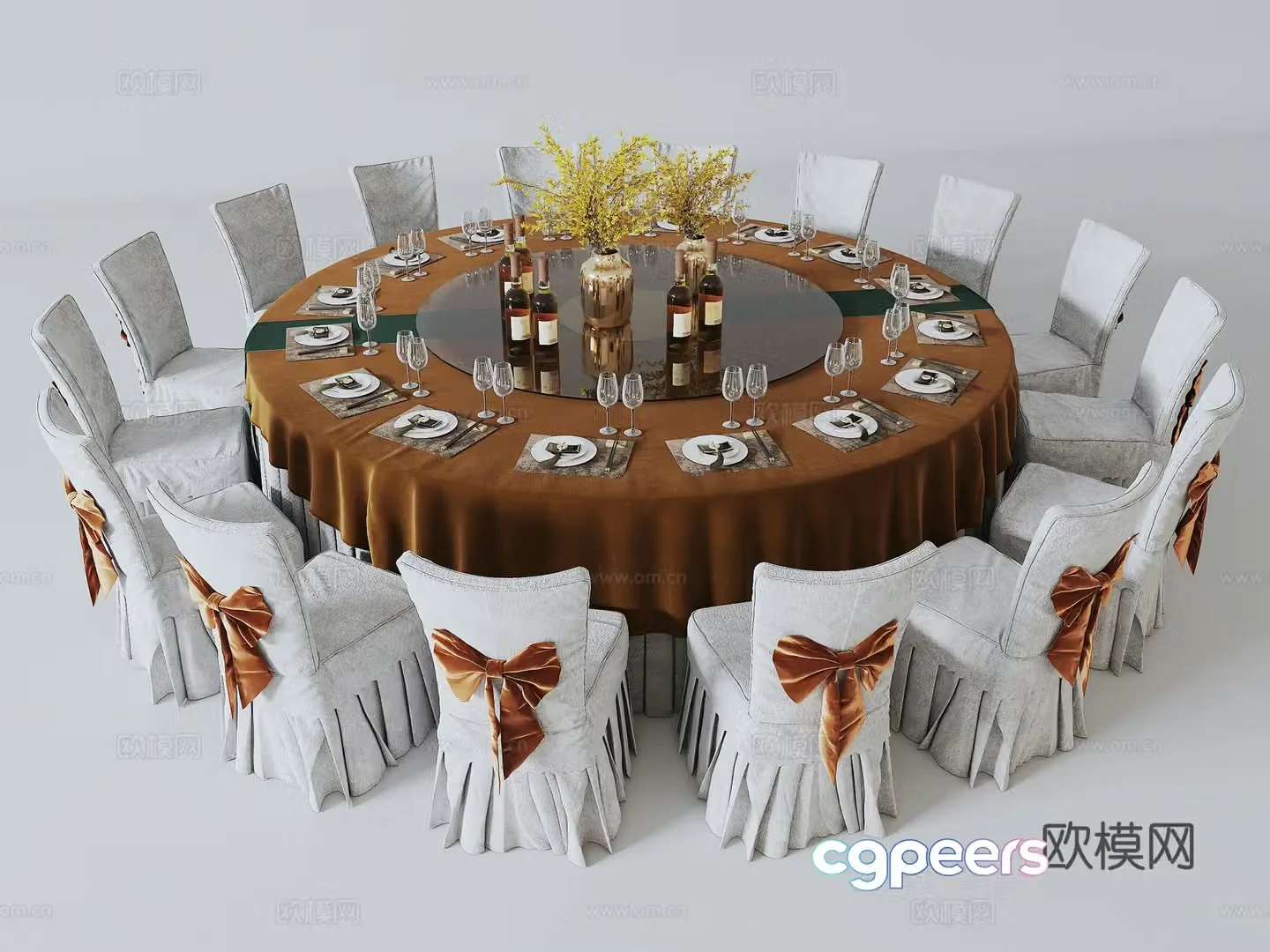 Banquet round dining table 3d model