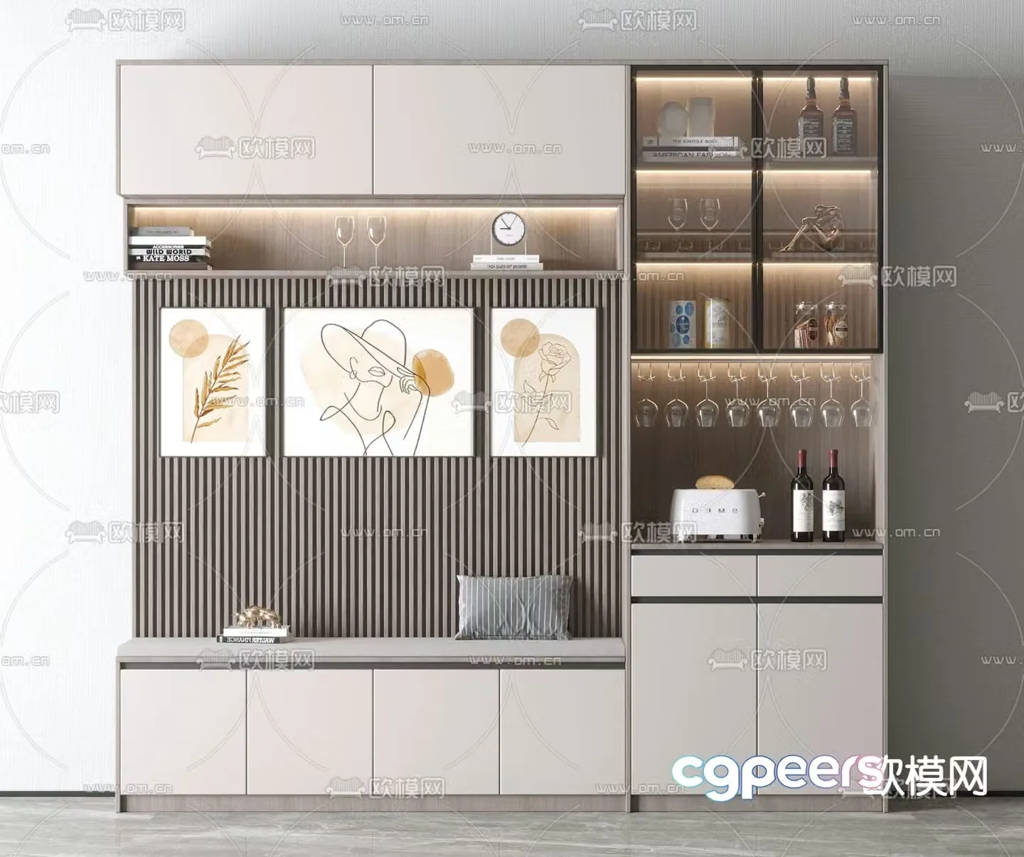 Modern cardboard wine cabinet 3d model