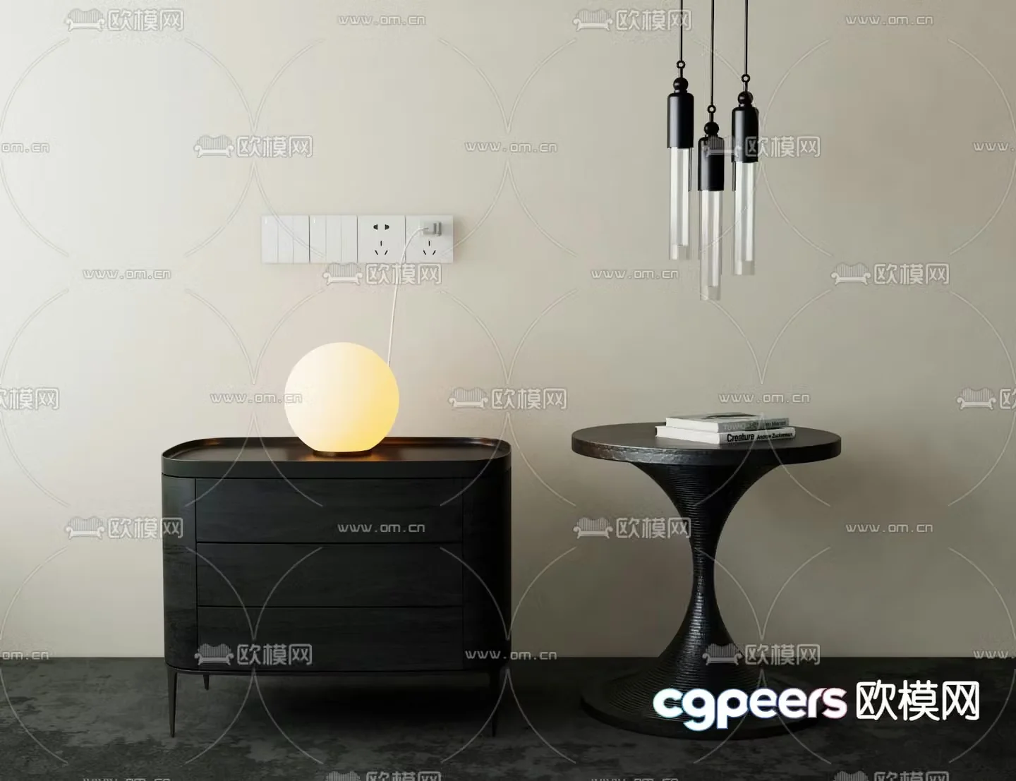 Modern bedside table 3d model
