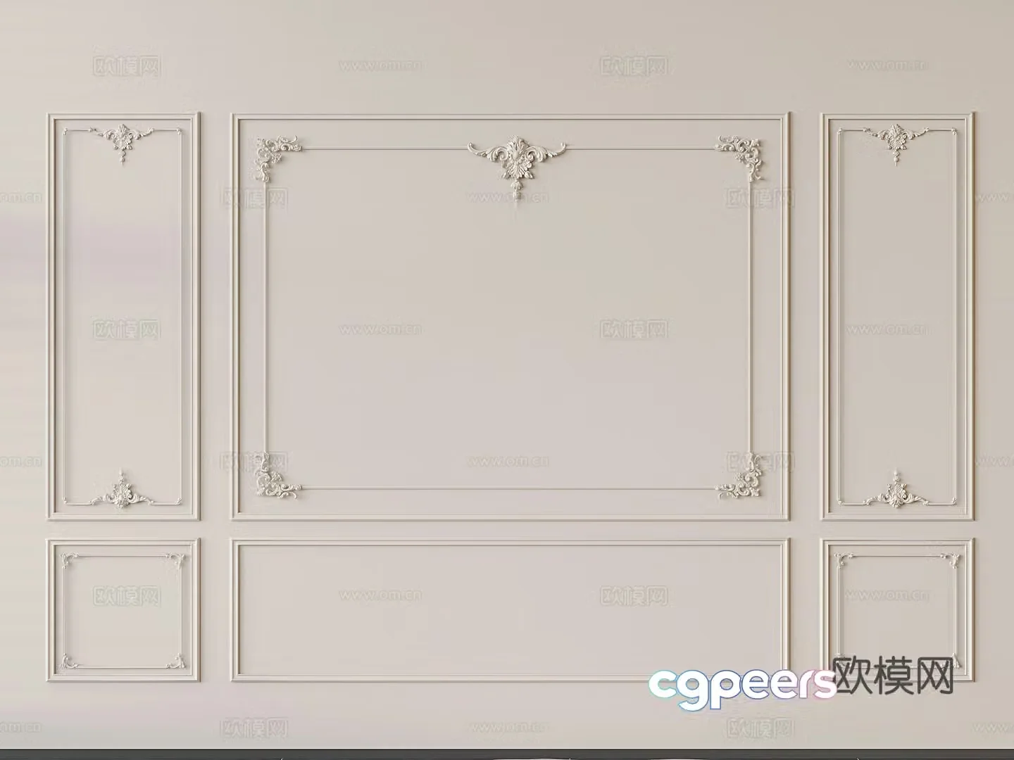 French carving gypsum lines 3d model