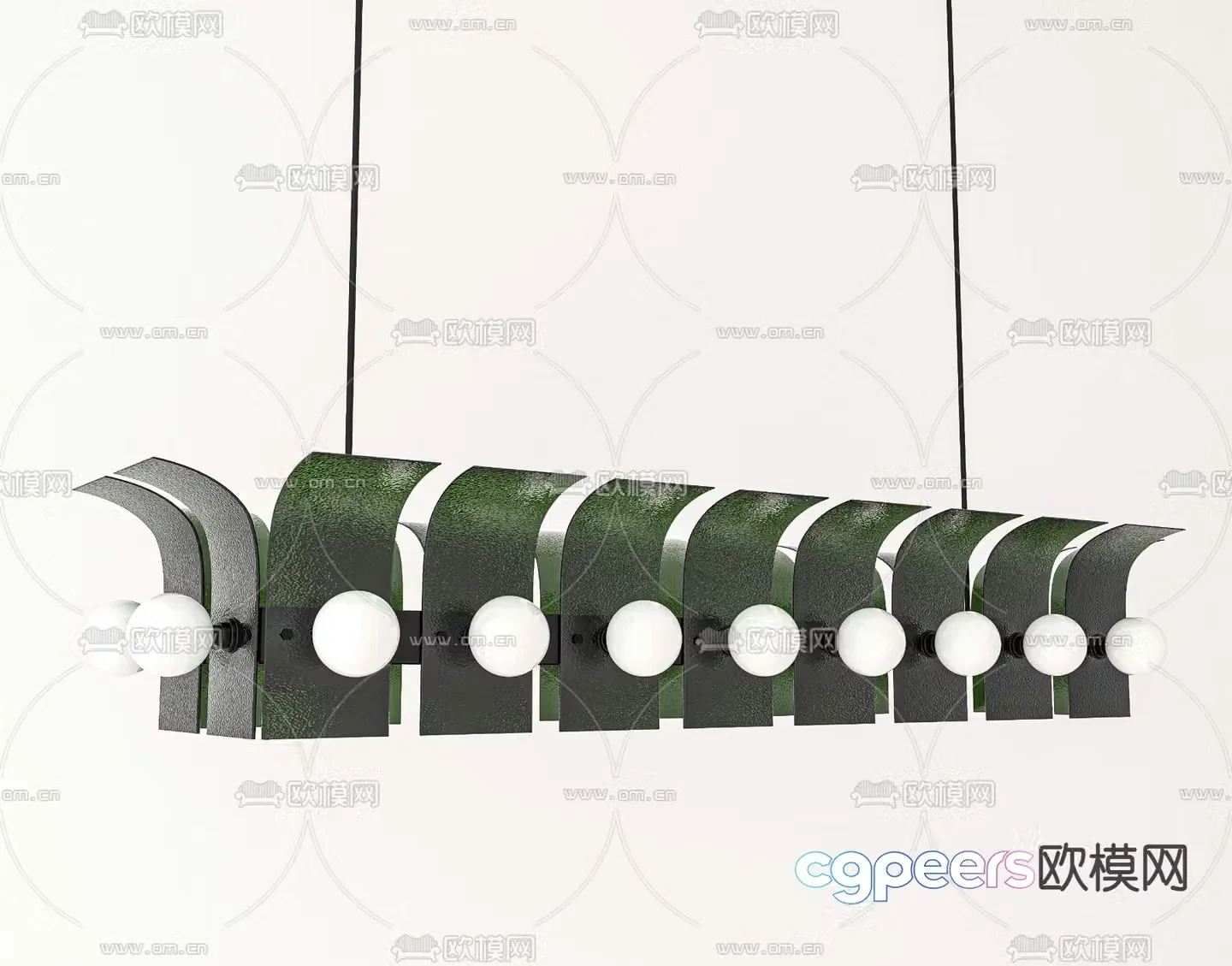 Long chandelier Restaurant chandelier 3d model