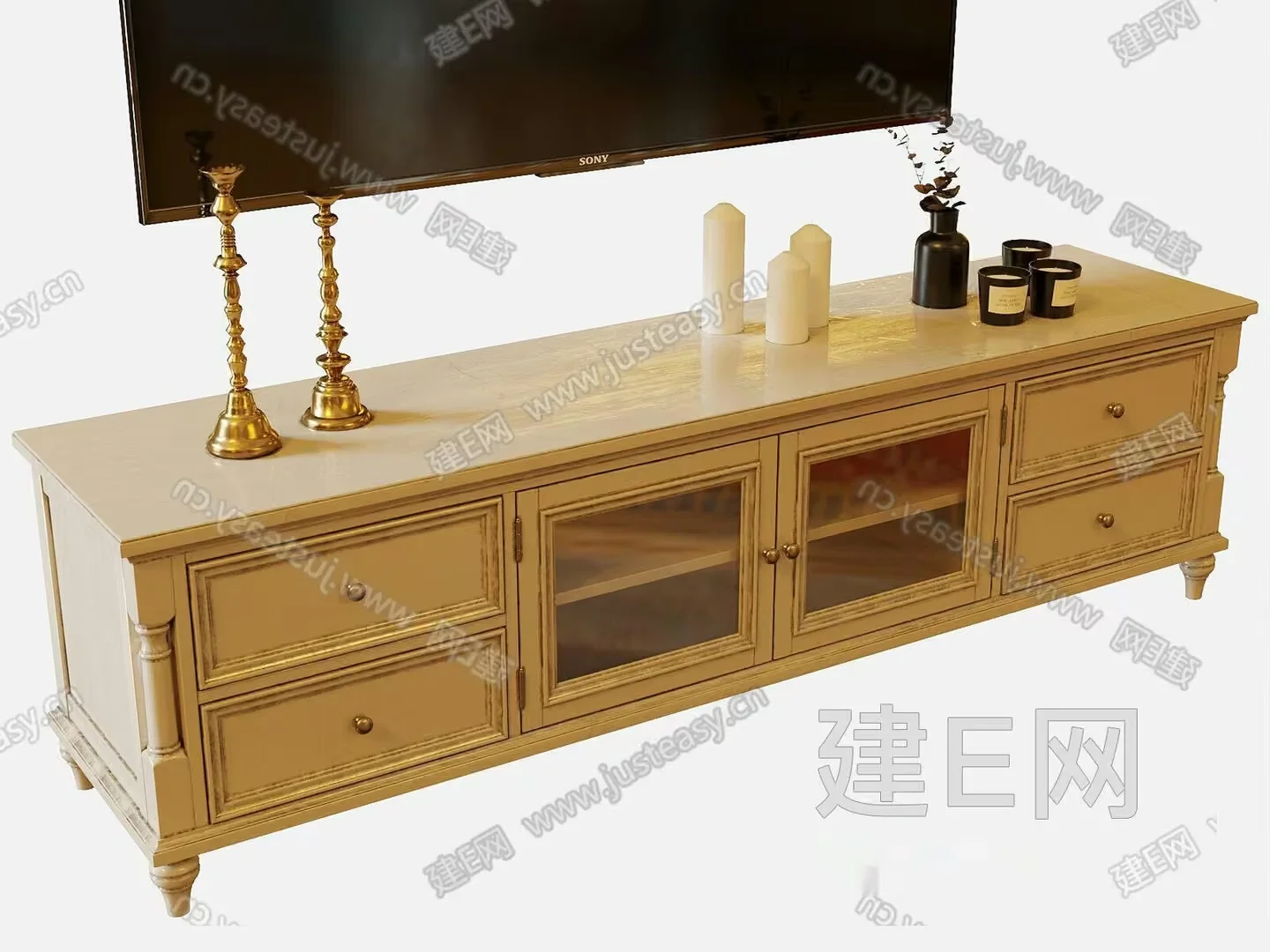 Gold Tv Stand 3D Model – 11502 – VRAY Render