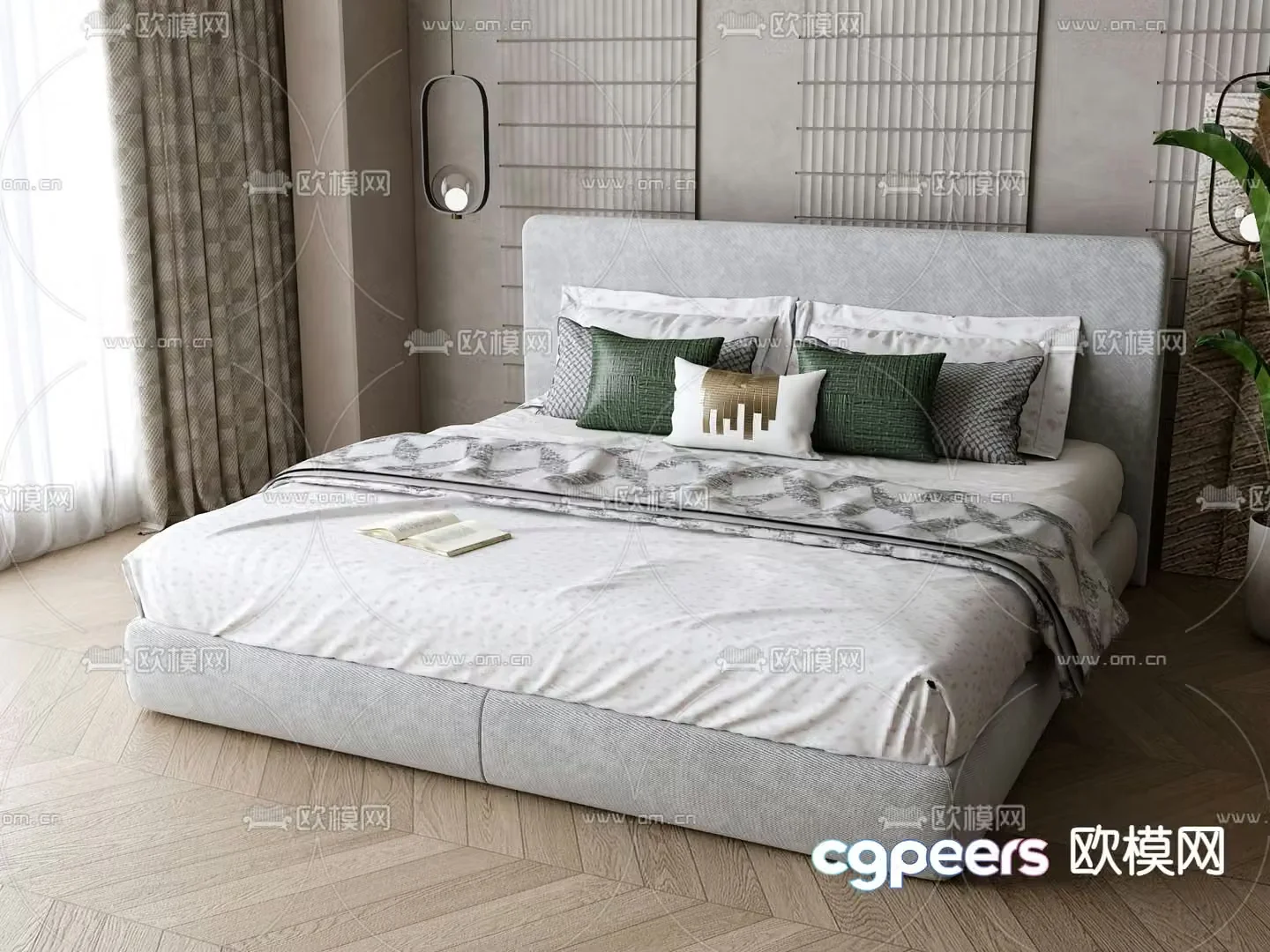 Modern double bed 3d model