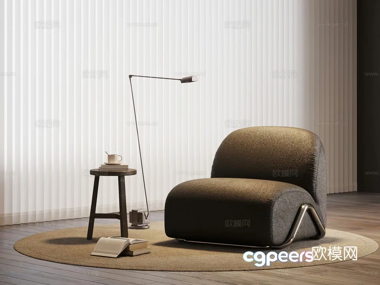 Modern leisure chair floor lamp 3d model