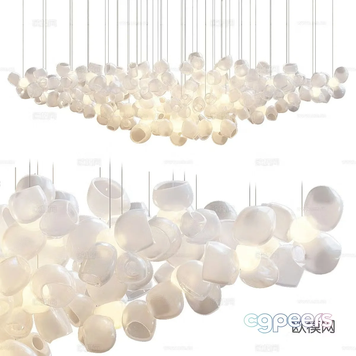 Modern light luxury glass decorative craft chandelier 3d model