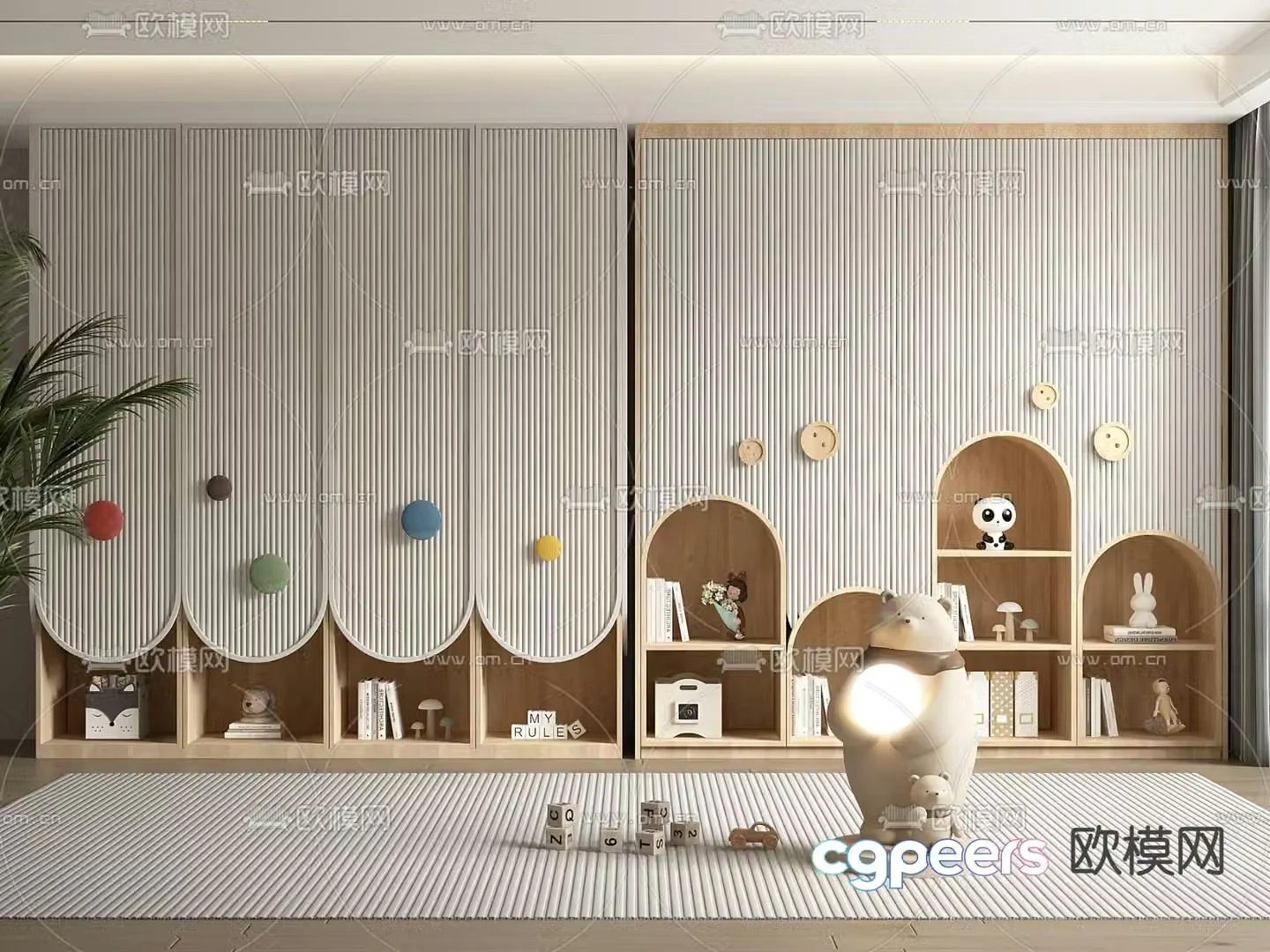 Children’s Wardrobe Children’s Bookcase 3D Model