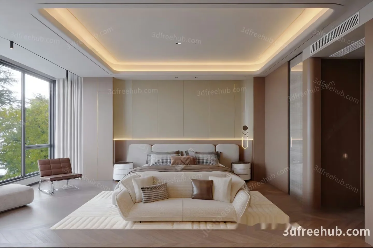 Modern Bedroom Design 3D Model – 19293 – VRAY Render