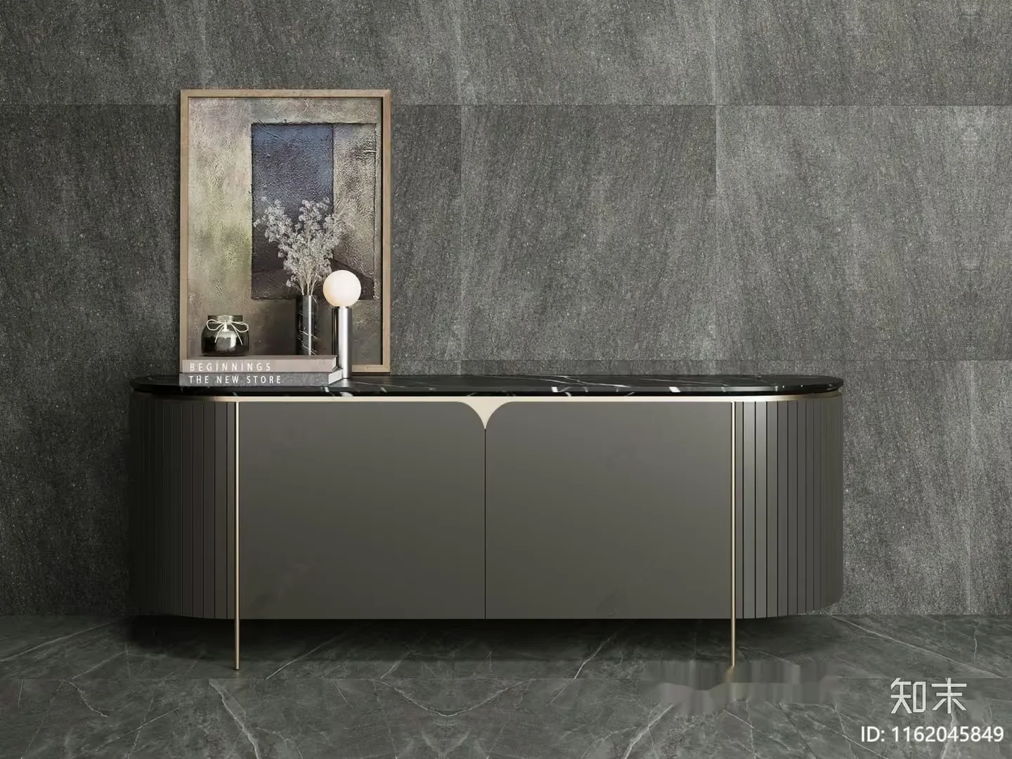 Modern Gray Sideboard 3D Model – 17146 – VRAY Render