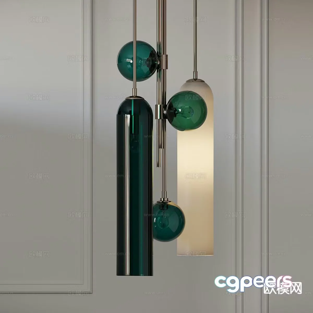 Light luxury glass chandelier 3d model