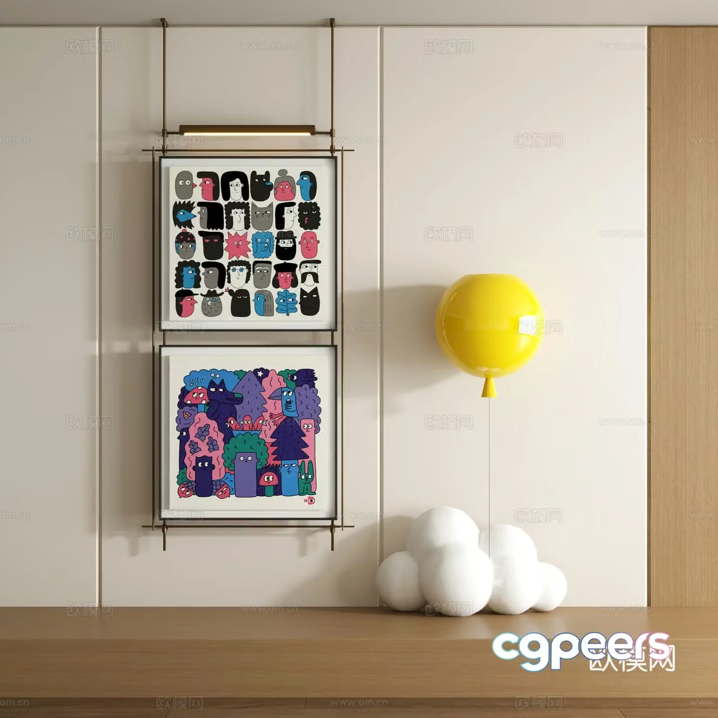 Modern graffiti decorative painting 3d model