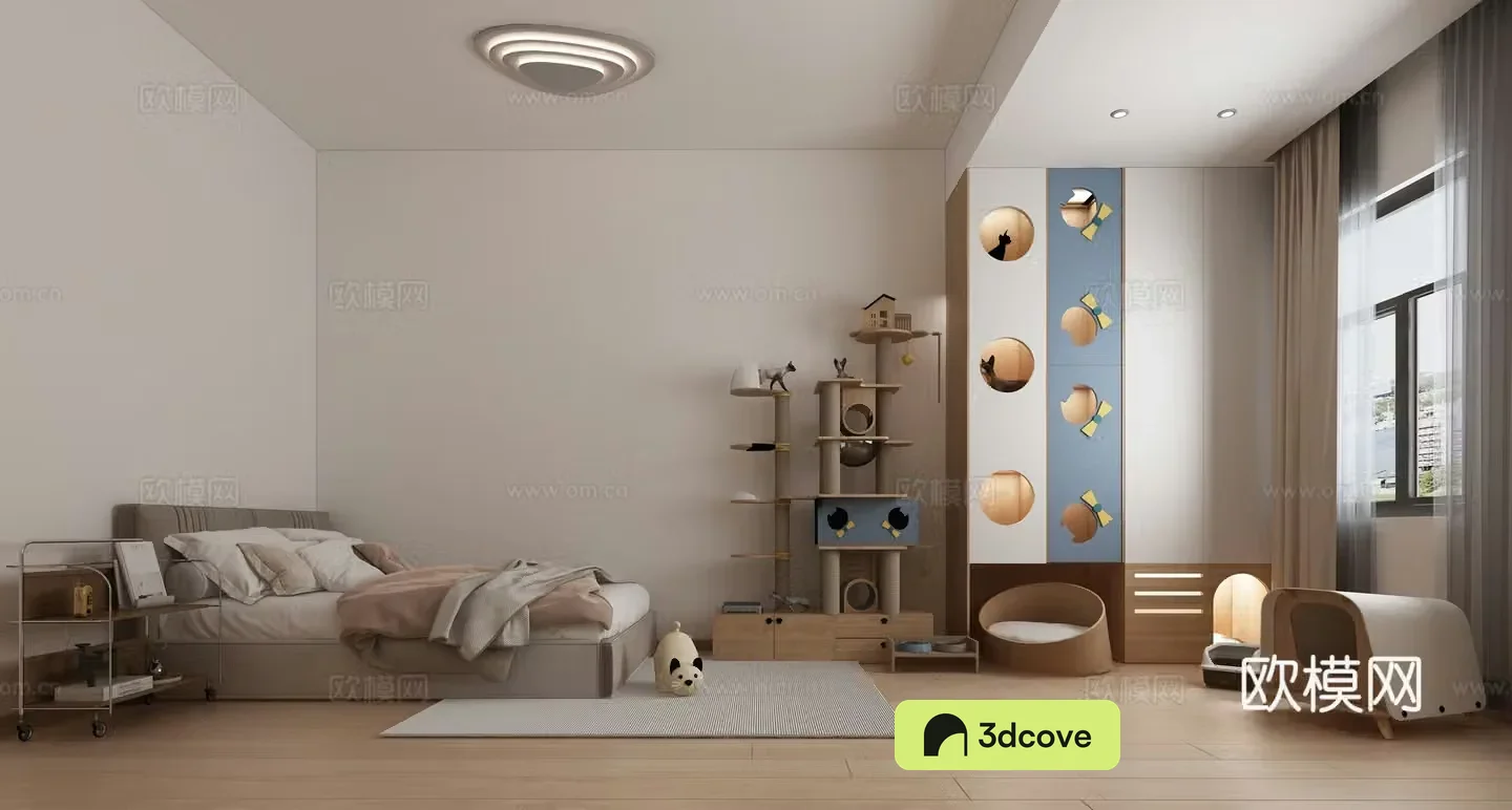 Creamy Bedroom Pet Room Cat Room