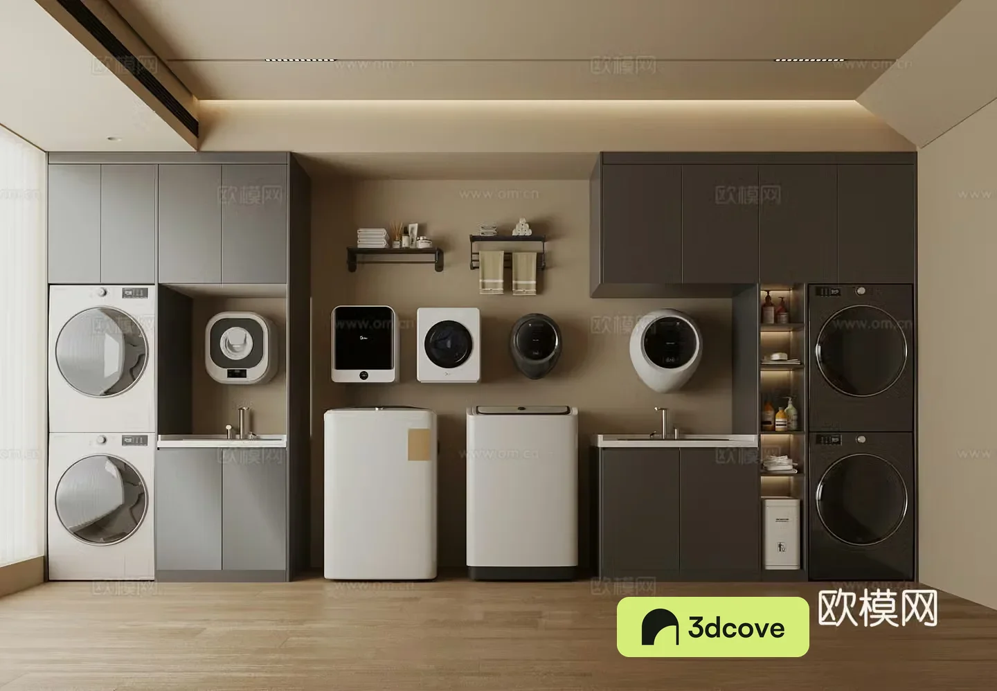 Italian laundry room washing machine cabinet washing machine towel rack