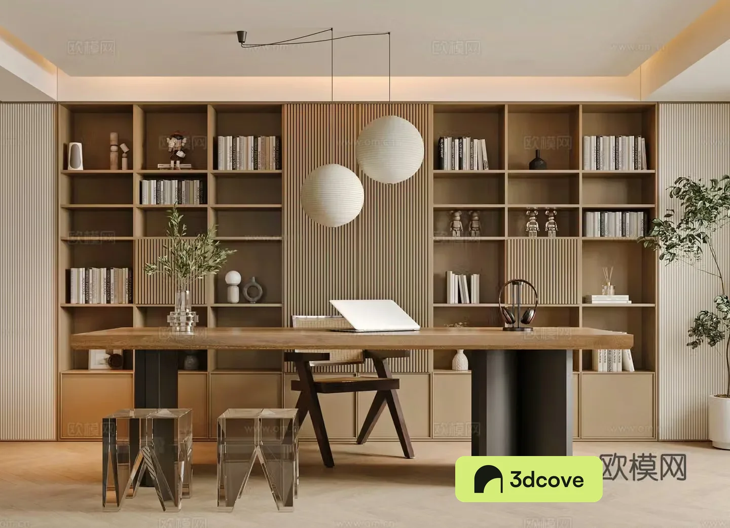 Middle-aged study room 3D model