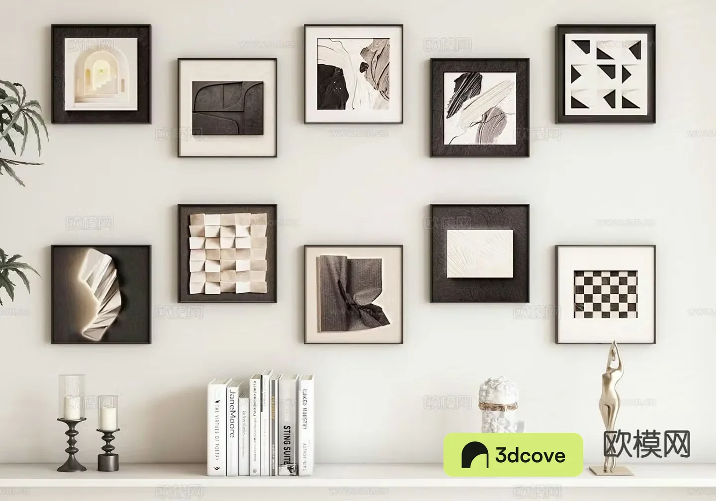 Modern combination painting black and white painting abstract hanging painting
