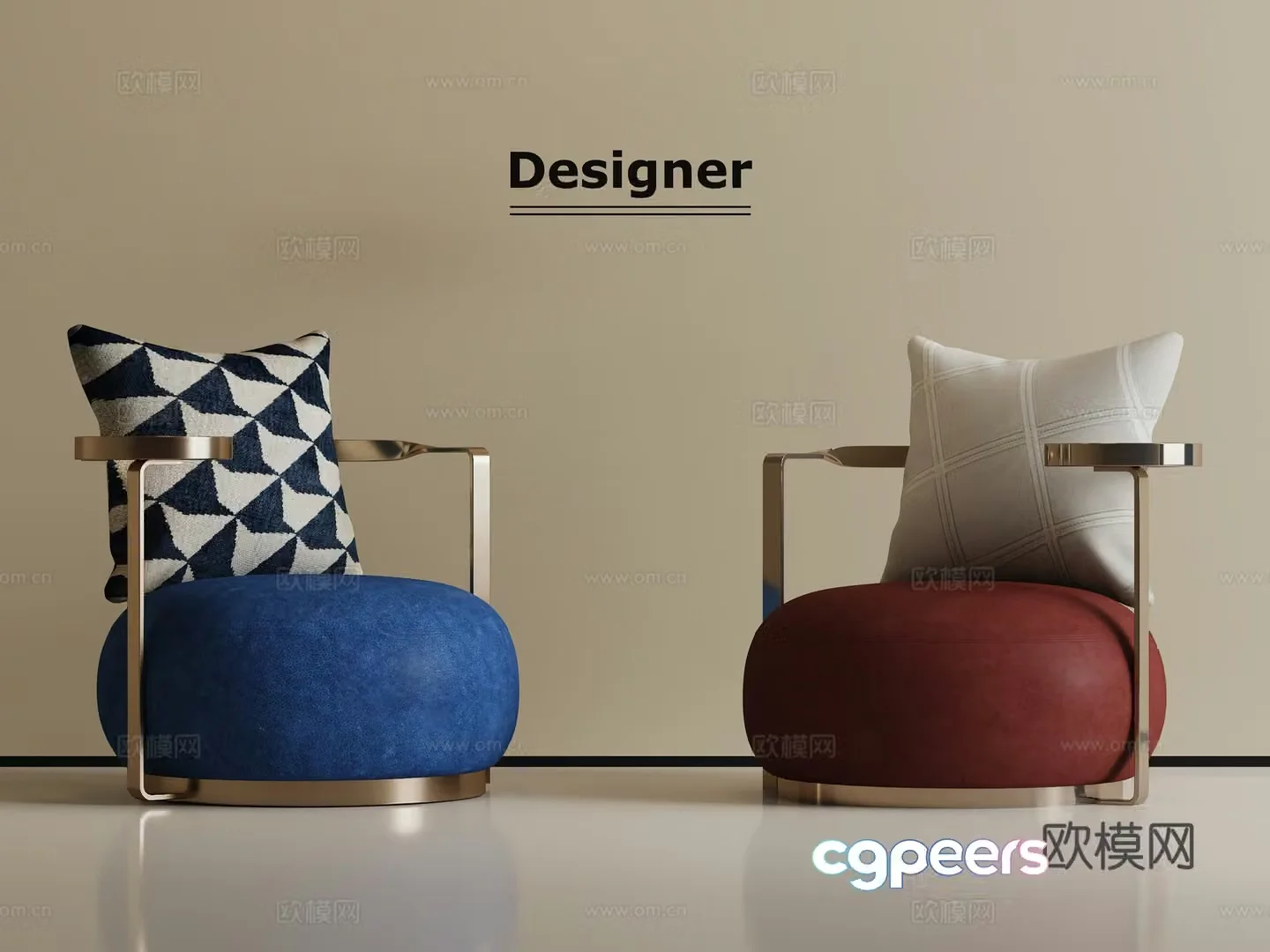 Modern light luxury leisure chair 3d model