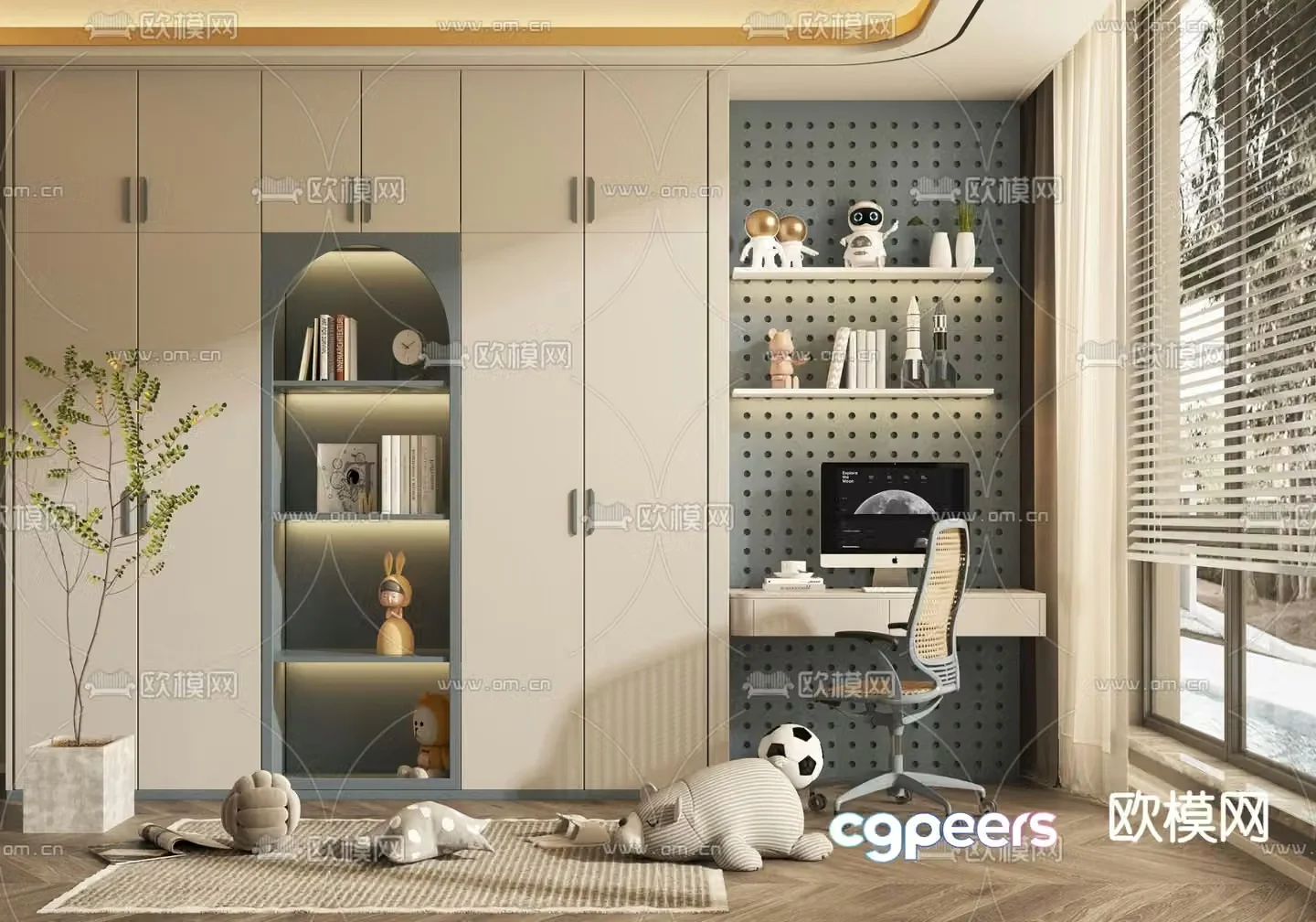 Children’s desk bookcase 3d model
