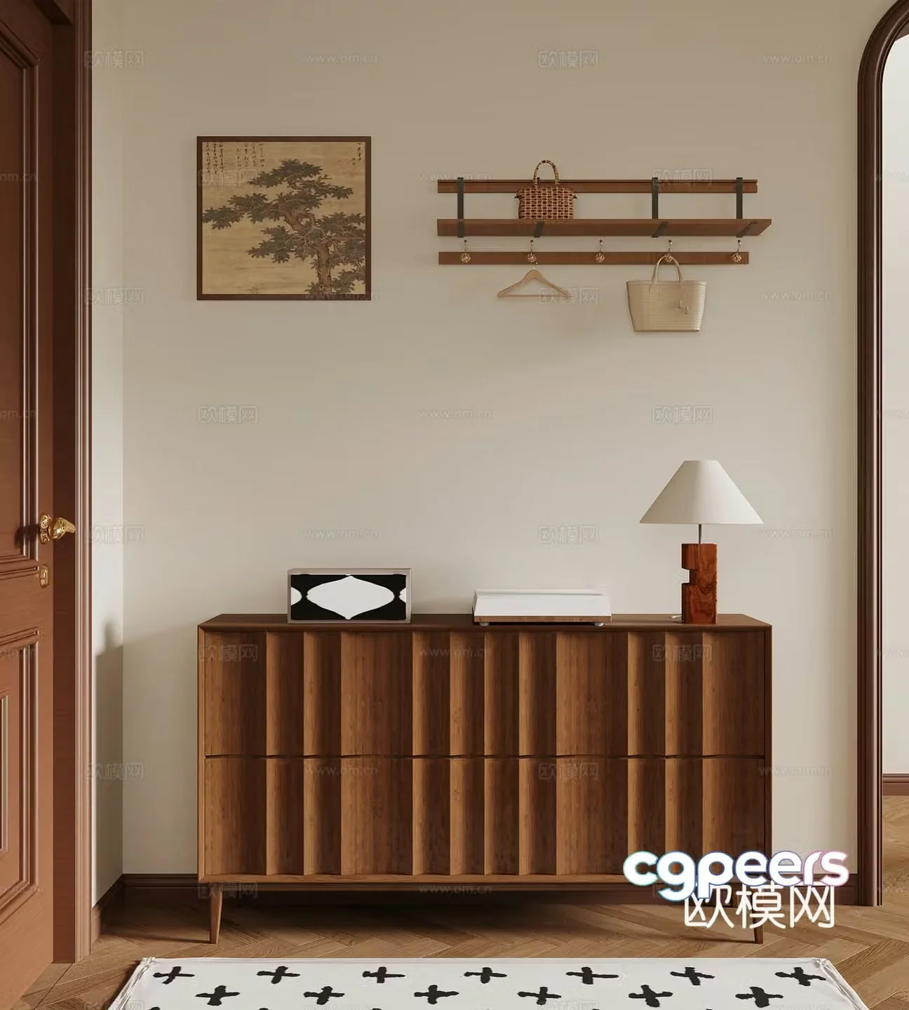 018 Middle-aged style entrance cabinet hanging painting hook 3D model