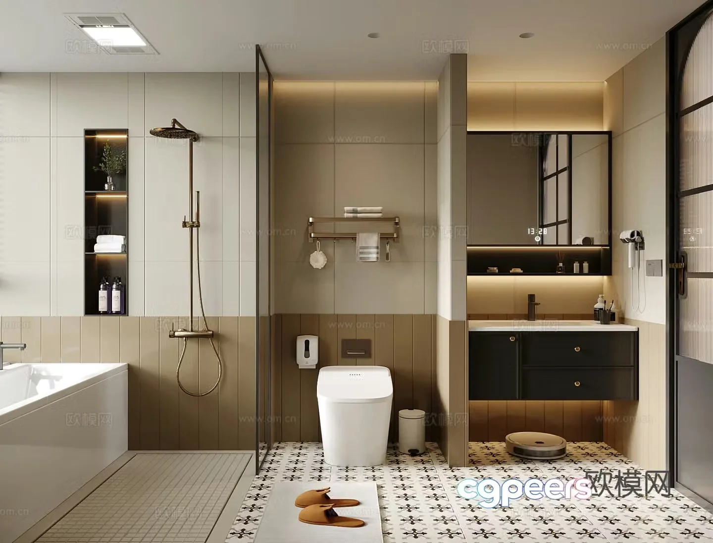 French bathroom bathroom cabinet bathroom cabinet toilet shower 3d model