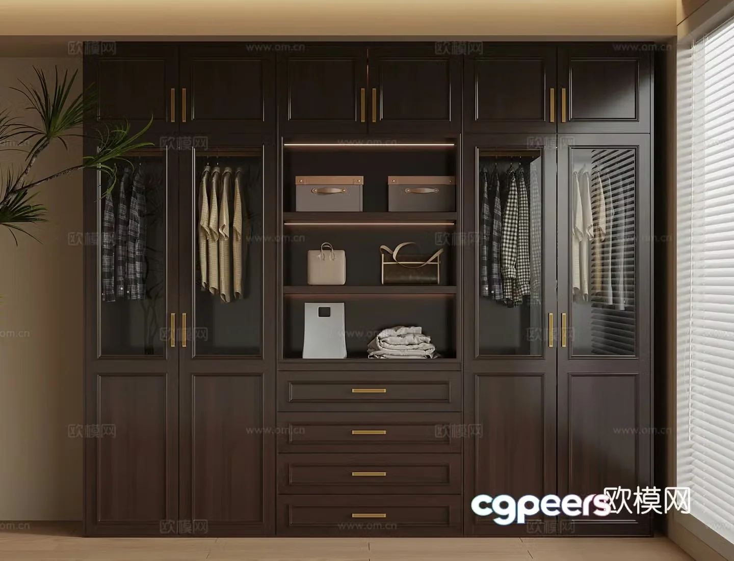 New Chinese style wardrobe Clothing 3D model