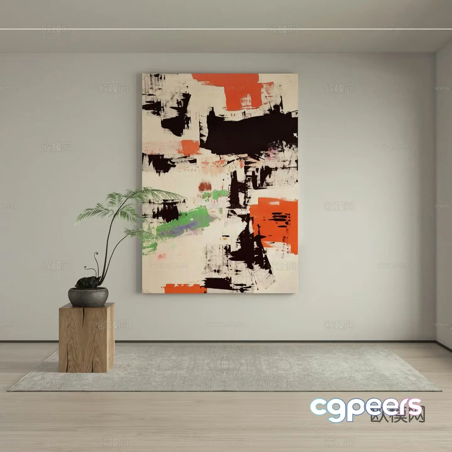 Modern Wasabi Hanging Painting Oil Painting 3D Model