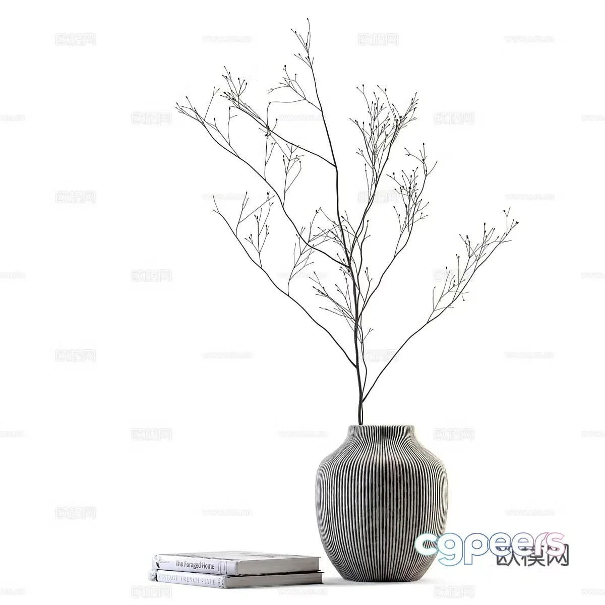 Decorative Set 5 Vases and Books 3D Model