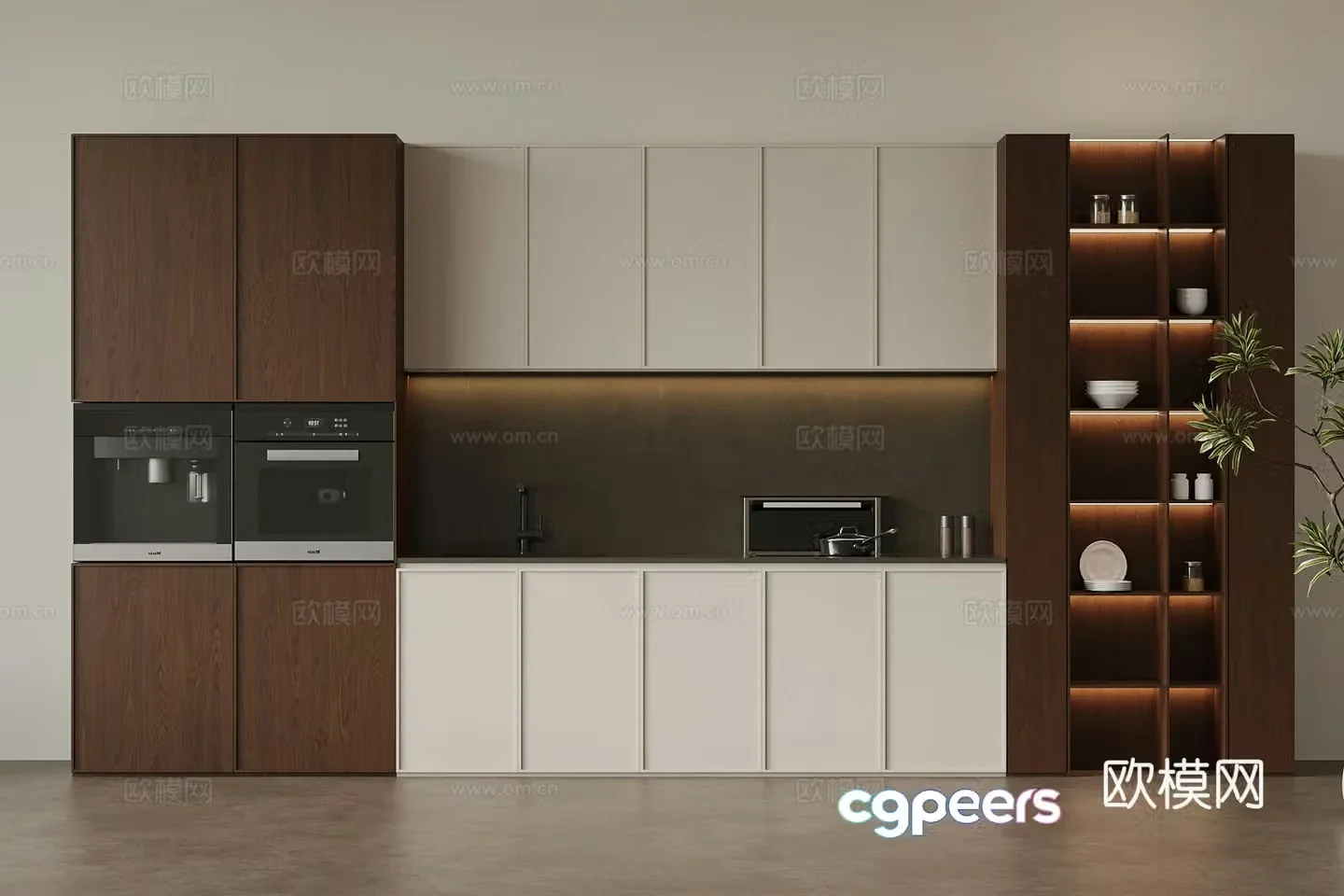 03 Middle-aged sideboard cabinet kitchenware stove 3D model