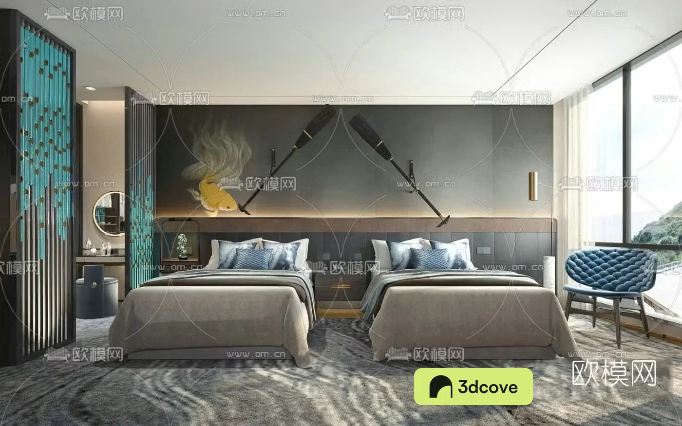 Modern hotel twin room