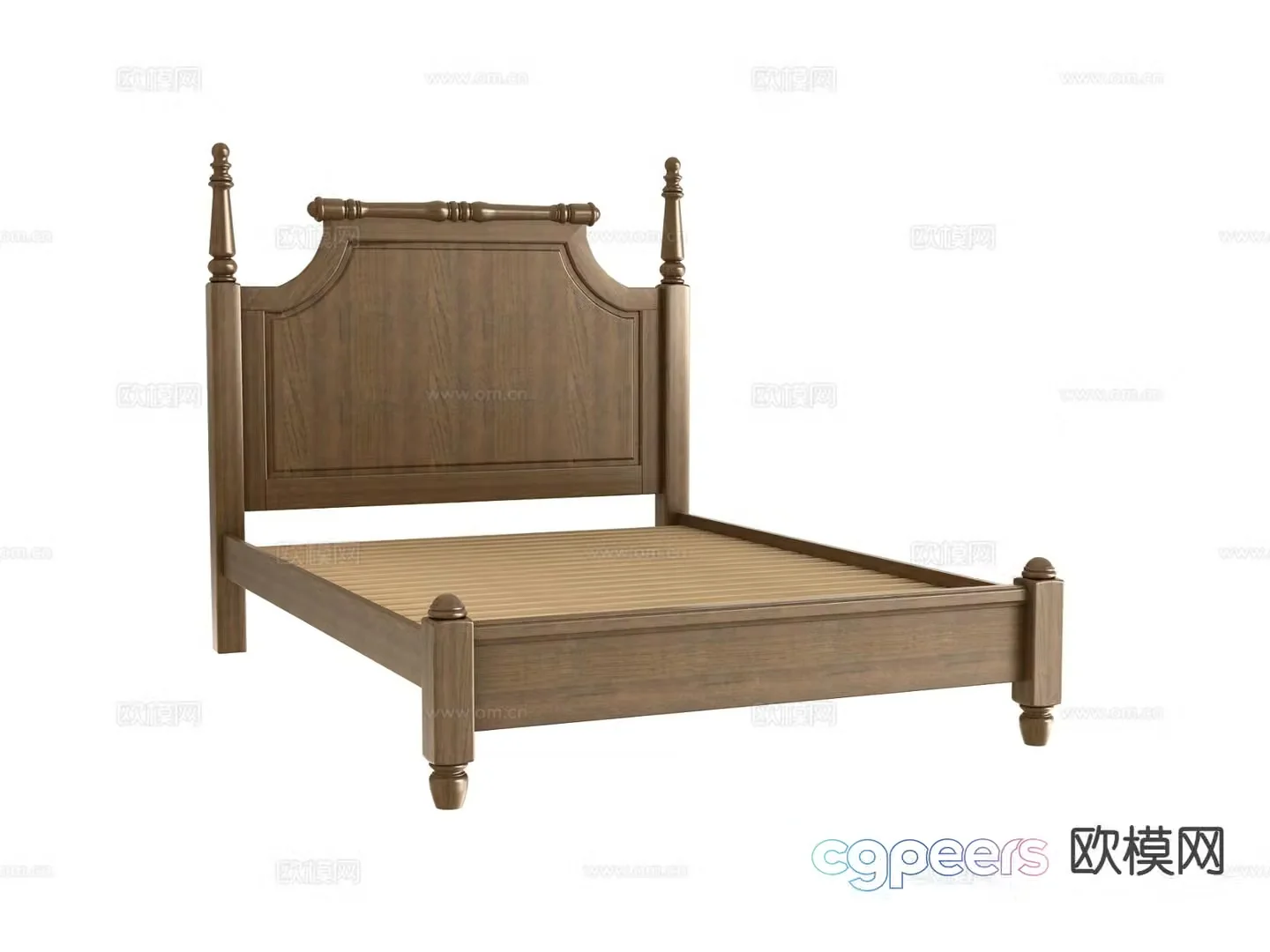 American double bed bed frame 3d model